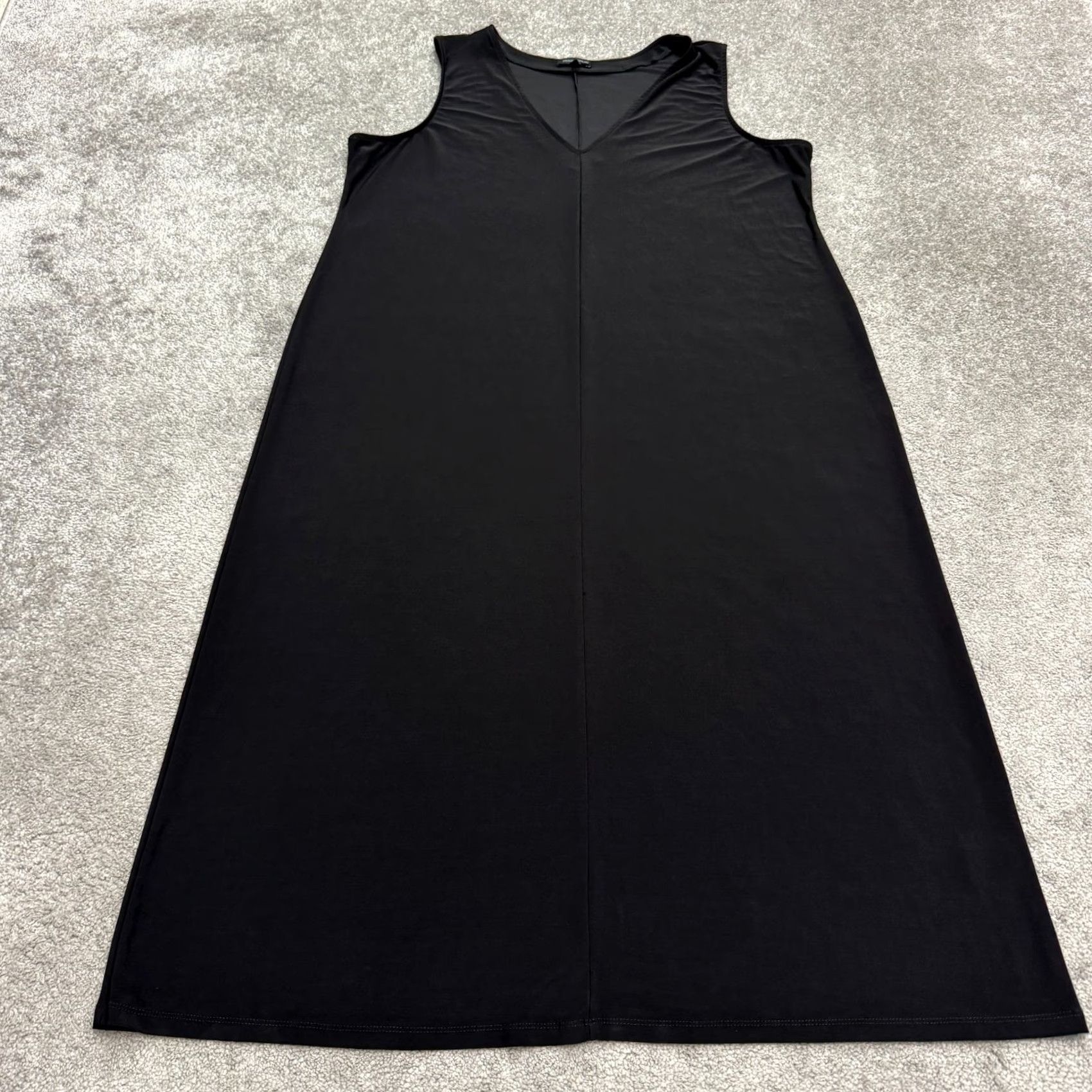 Agolde Franne Golde Sleeveless Maxi Shift Dress Womens 2XL Black V-Neck Stretch Classic Size XXL / US 16-18 / IT 52-54 - 2 Thumbnail