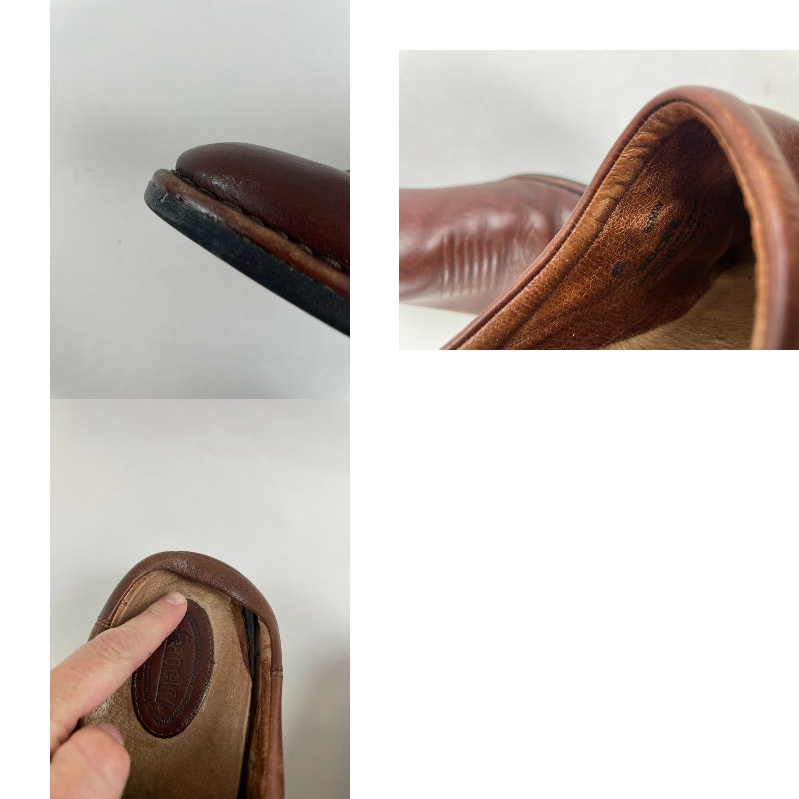 Vintage ROCKY Shoes Women's Size 8.5 Brown Leather Casual Slip On Cap Toe Embroidered Size ONE SIZE - 8 Thumbnail