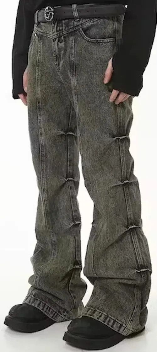 Jean Grunge Stack Washed Gray Denim Jeans Size US 32 / EU 48 - 4 Thumbnail