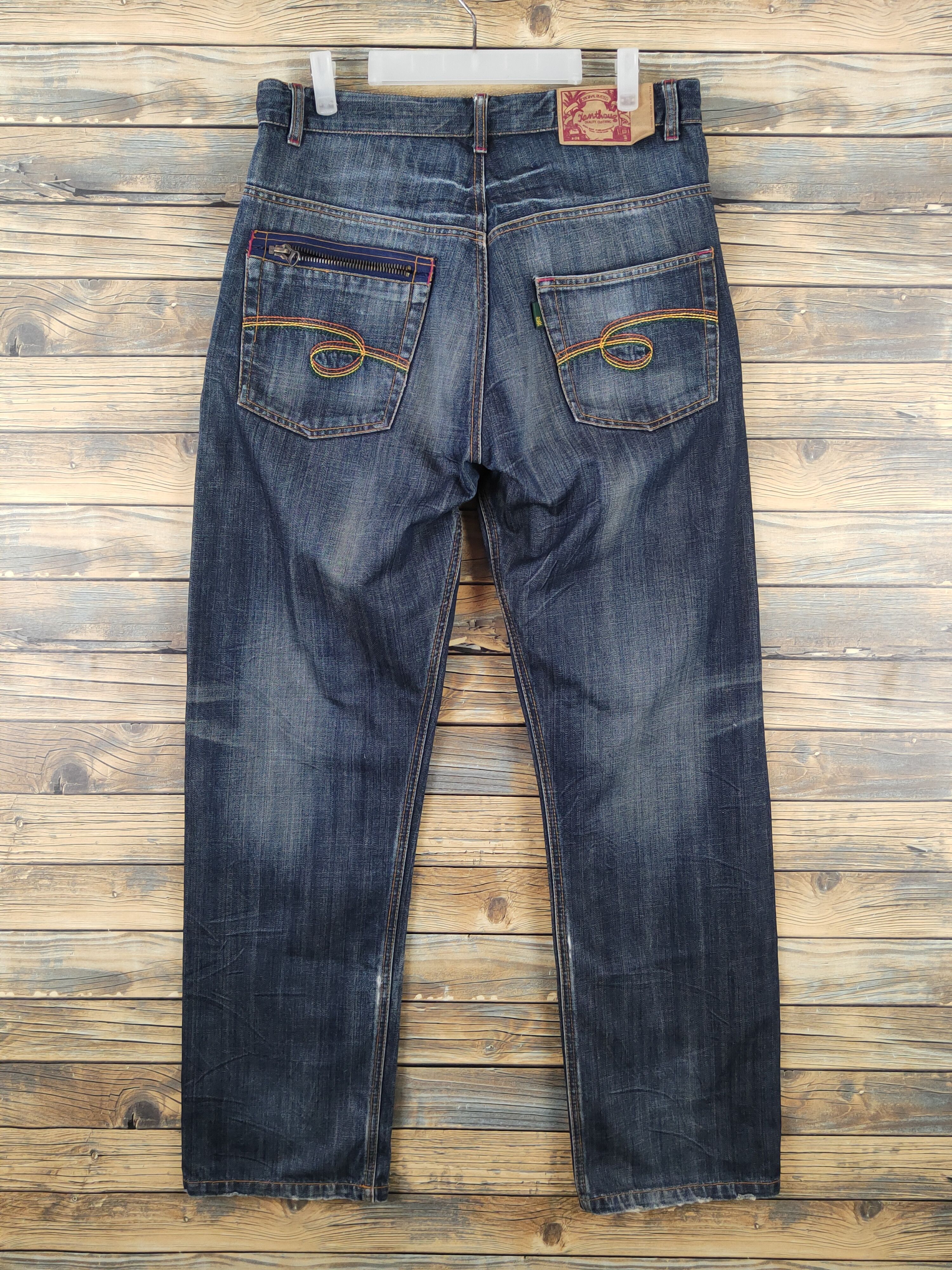 Japanese Brand Xanthous Dark Blue Distressed Ripped Jeans #W1835 Size US 32 / EU 48 - 7 Thumbnail