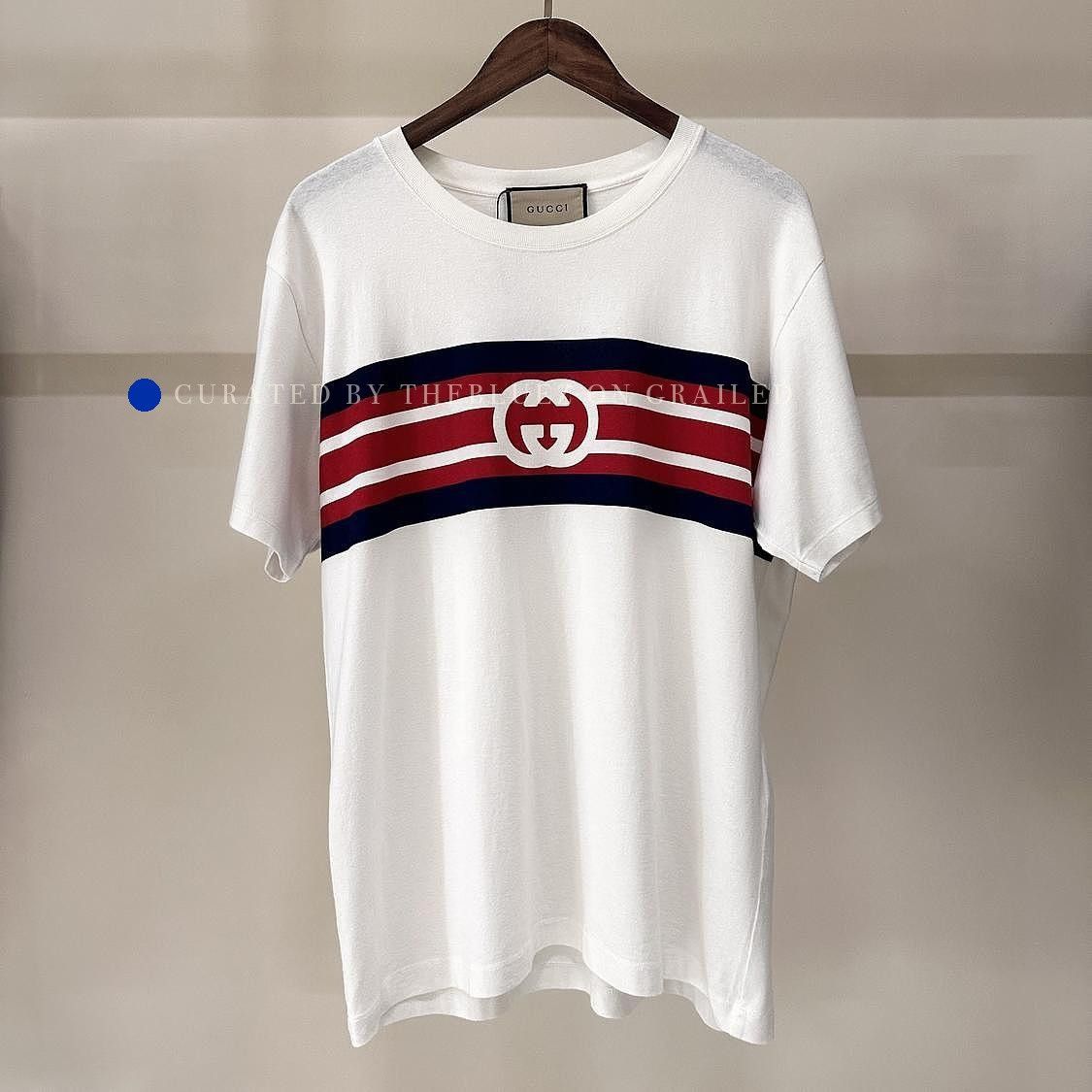 Gucci Logo Stripe T-Shirt in White, Size M Size US M / EU 48-50 / 2 - 1 Thumbnail