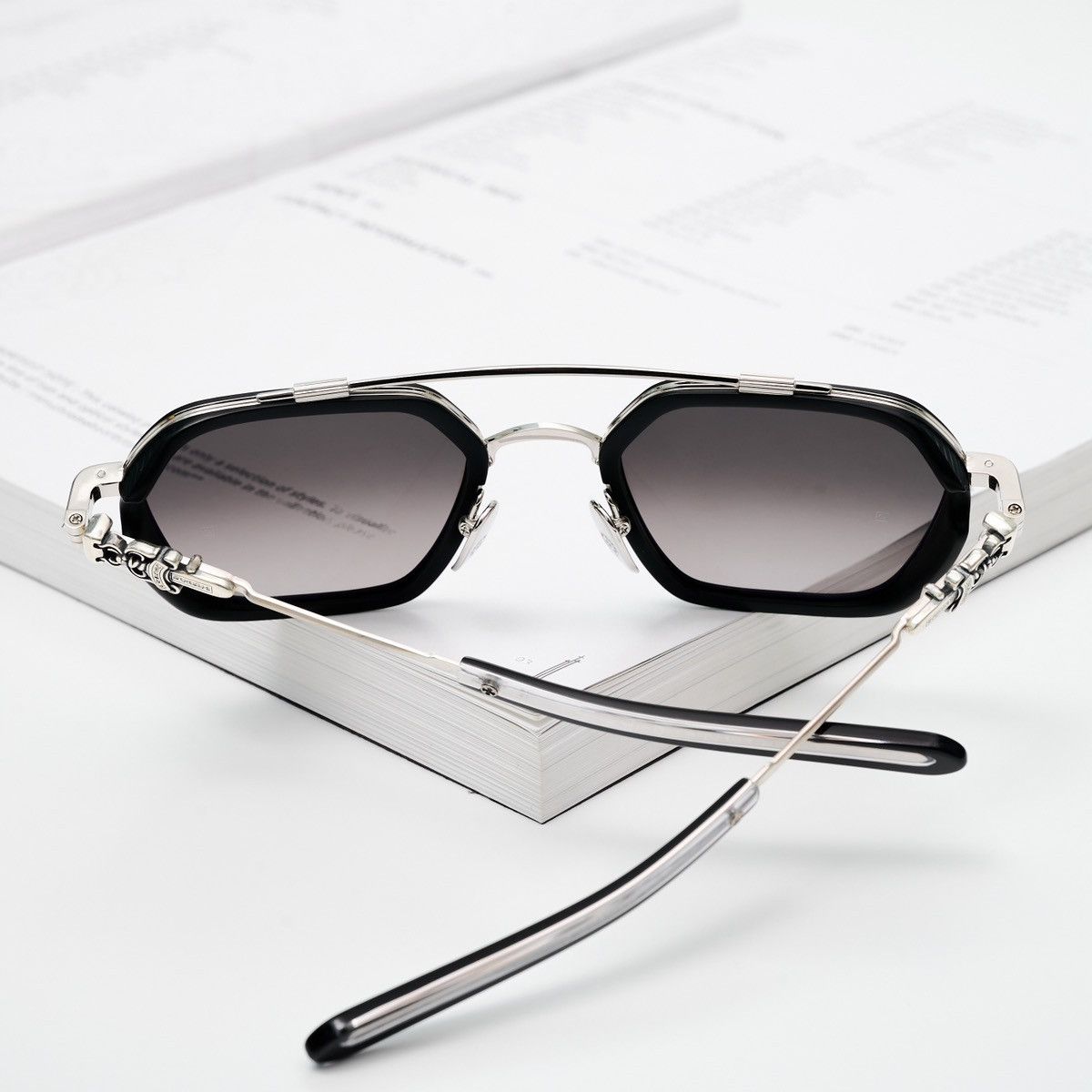 Chrome Hearts CHROME HEARTS HOTATION MATTE BLACK/ SHINY SILVER - MATTE BLACK - PLASTIC SUNGLASSES Size ONE SIZE - 7 Thumbnail