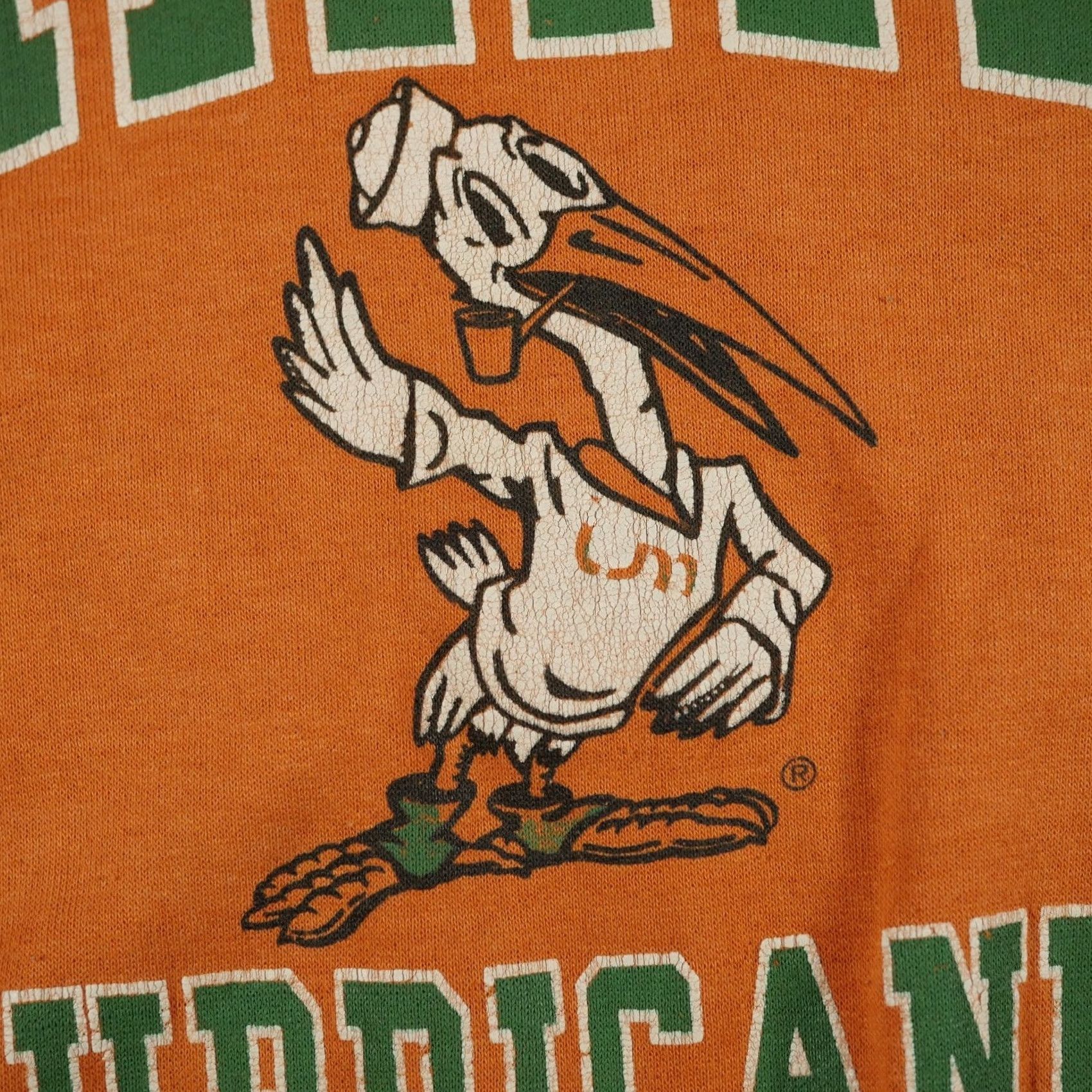 Vintage VINTAGE Miami Hurricanes Sweater Mens XL Orange Sebastian 70s Ibis Shirt Pullover Crew Neck Cotton Blend Fleece Logo All Seasons Classic Knits/Outdoor Size US XL / EU 56 / 4 - 3 Thumbnail