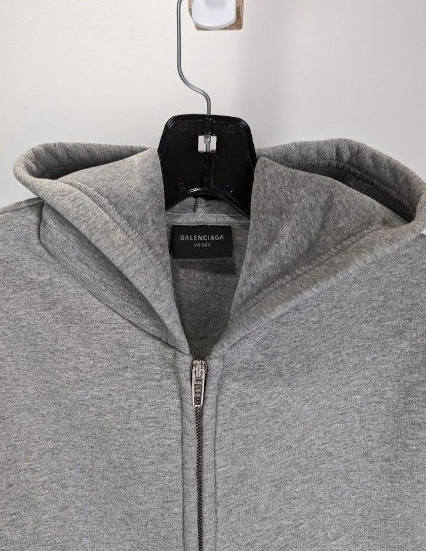 Balenciaga o1mt1gz0325 Fitted Zip-Up Hoodie in Heather Grey Size US M / EU 48-50 / 2 - 3 Thumbnail