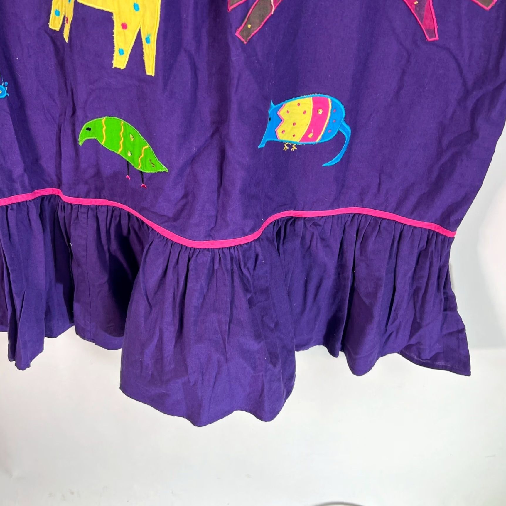 Vintage VINTAGE Darling Maxi Dress Women S Purple Embroidered Cats Applique 80s A-Line Size M / US 6-8 / IT 42-44 - 7 Thumbnail