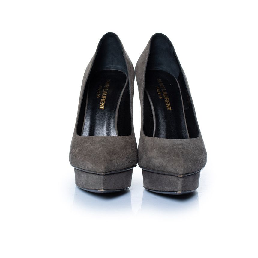 Saint Laurent Paris Saint Laurent, Grey suede janis pump Size US 6.5 / IT 36.5 - 3 Thumbnail