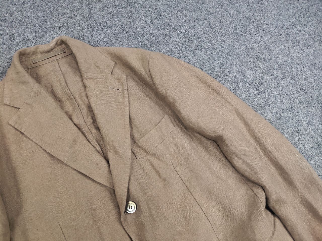 Japanese Brand Man by Carlos Castillo Design Beige Linen Mens Blazer Jacket Size US L / EU 52-54 / 3 - 11 Thumbnail