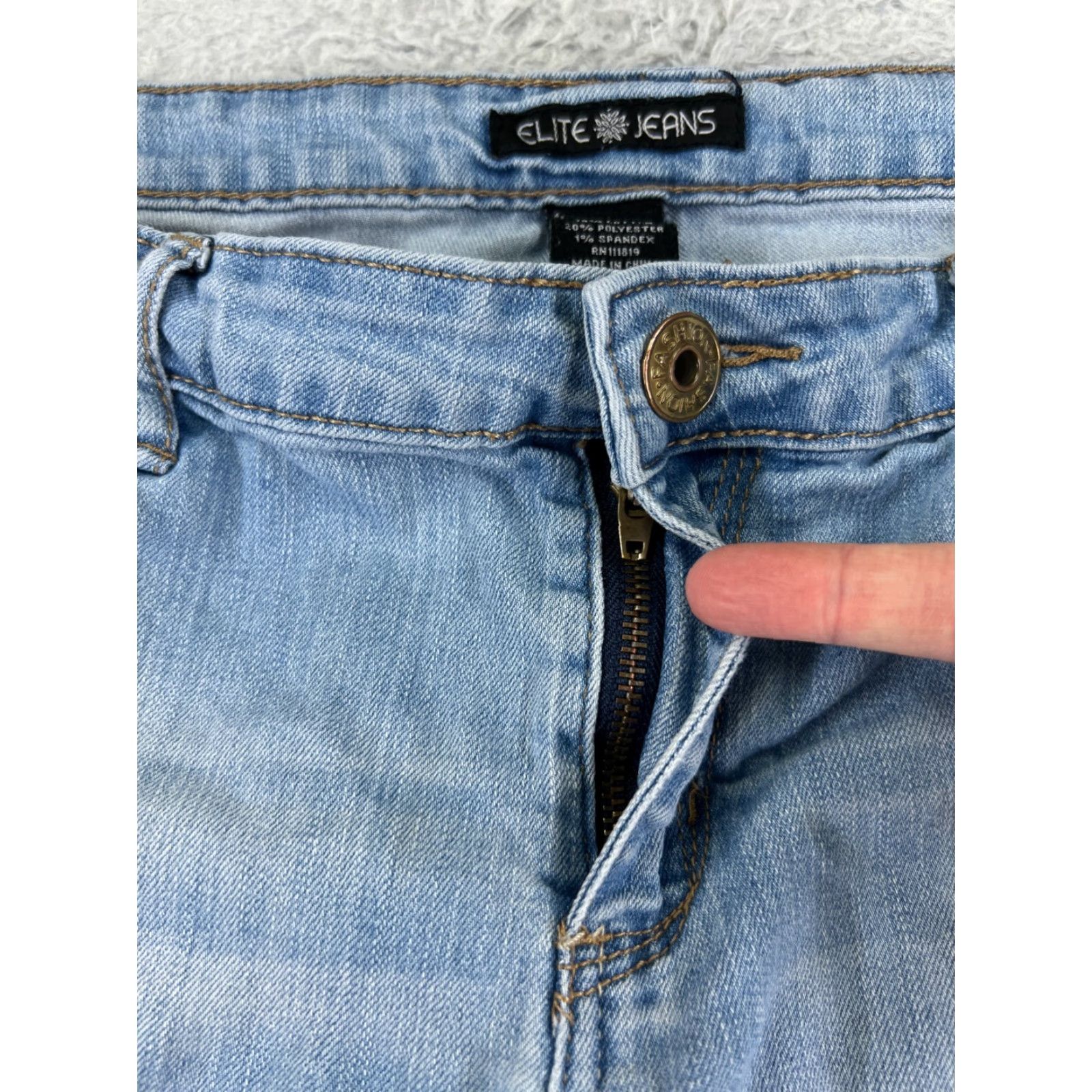 Vintage Elite Jeans Jeans Women's 30x28 Blue Denim Tapered Distressed Cotton Blend 11 Regular Belt Loops 5-Pocket Design Size 32" / US 10 / IT 46 - 5 Thumbnail