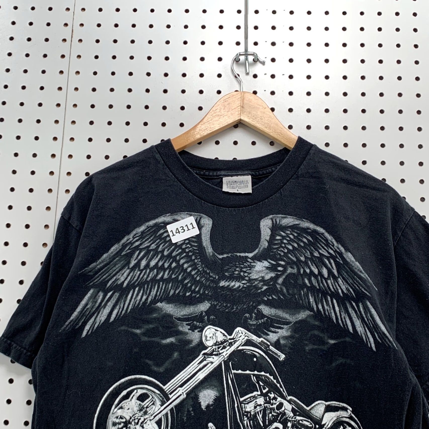 Vintage VINTAGE National Heritage Eagle Motorcycle Live Hard Ride Hard Black Short Sleeve Shirt Size US L / EU 52-54 / 3 - 3 Thumbnail