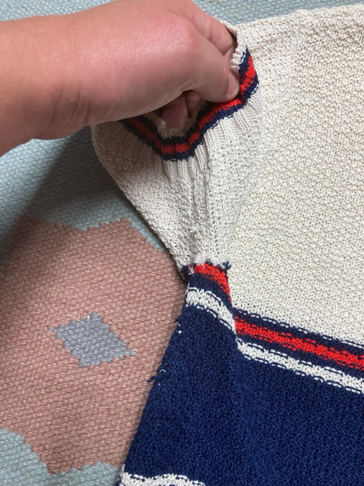 Vintage Vintage 60s 70s t shirt jacquard knit striped women’s large Size L / US 10 / IT 46 - 8 Thumbnail