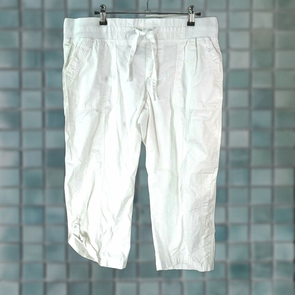 Vintage VINTAGE BCG Womens Pants Cropped Low Rise Drawstring Casual White Size XL Size 40" / US 18 - 1 Thumbnail