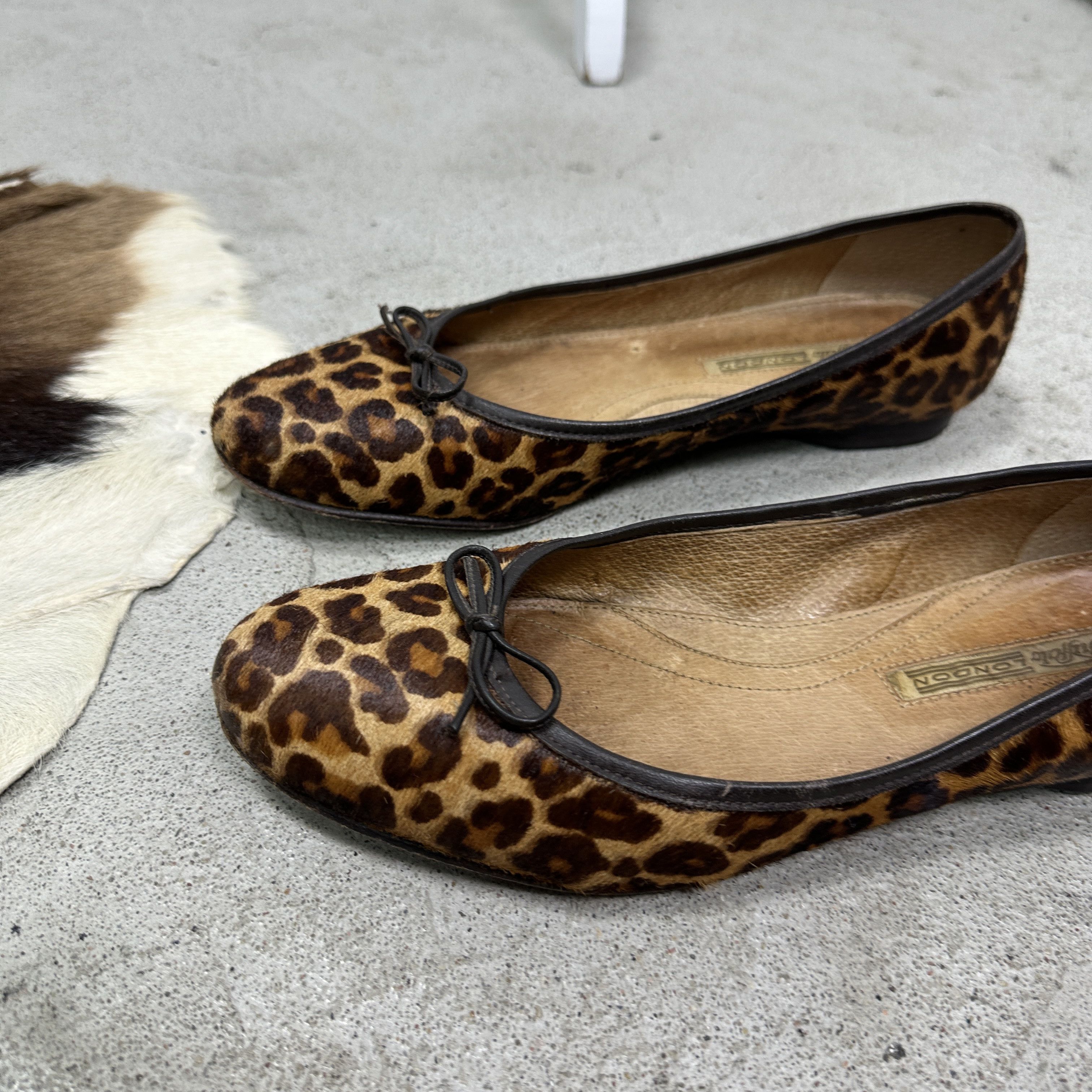 Buffalo London Vintage Leather Cheetah Bows Buffalo Flats Y2K Size US 9 / IT 39 - 6 Thumbnail