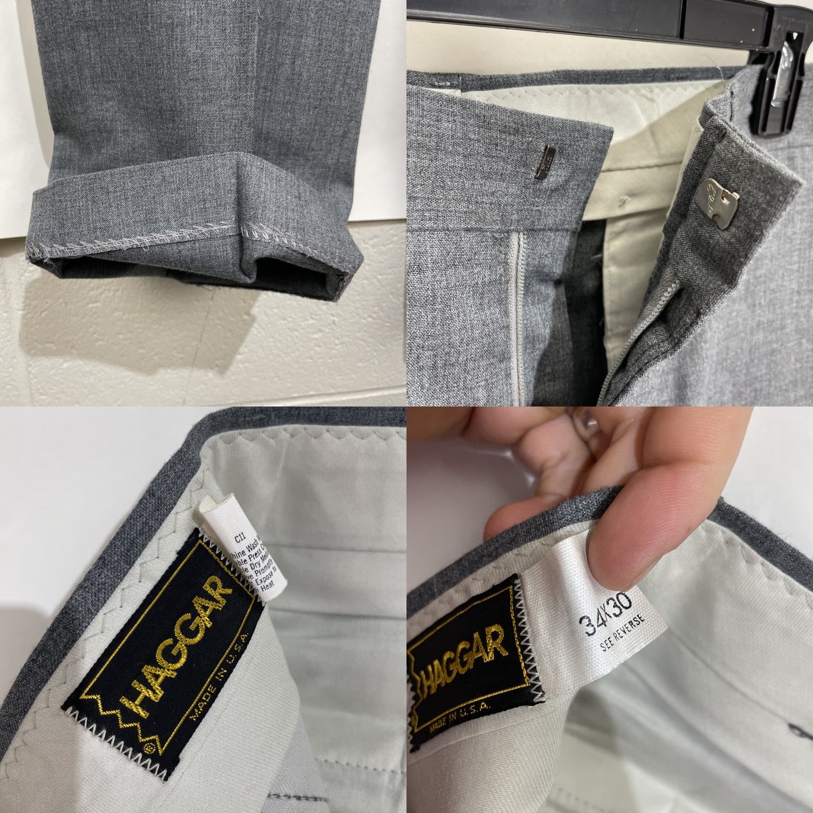 Haggar VINTAGE Haggar Pants Straight Gray 34x30 Men's Regular 5-Pocket Flat Front Belt Loops Polyester Dress Slacks Chino USA Size US 34 / EU 50 - 8 Thumbnail