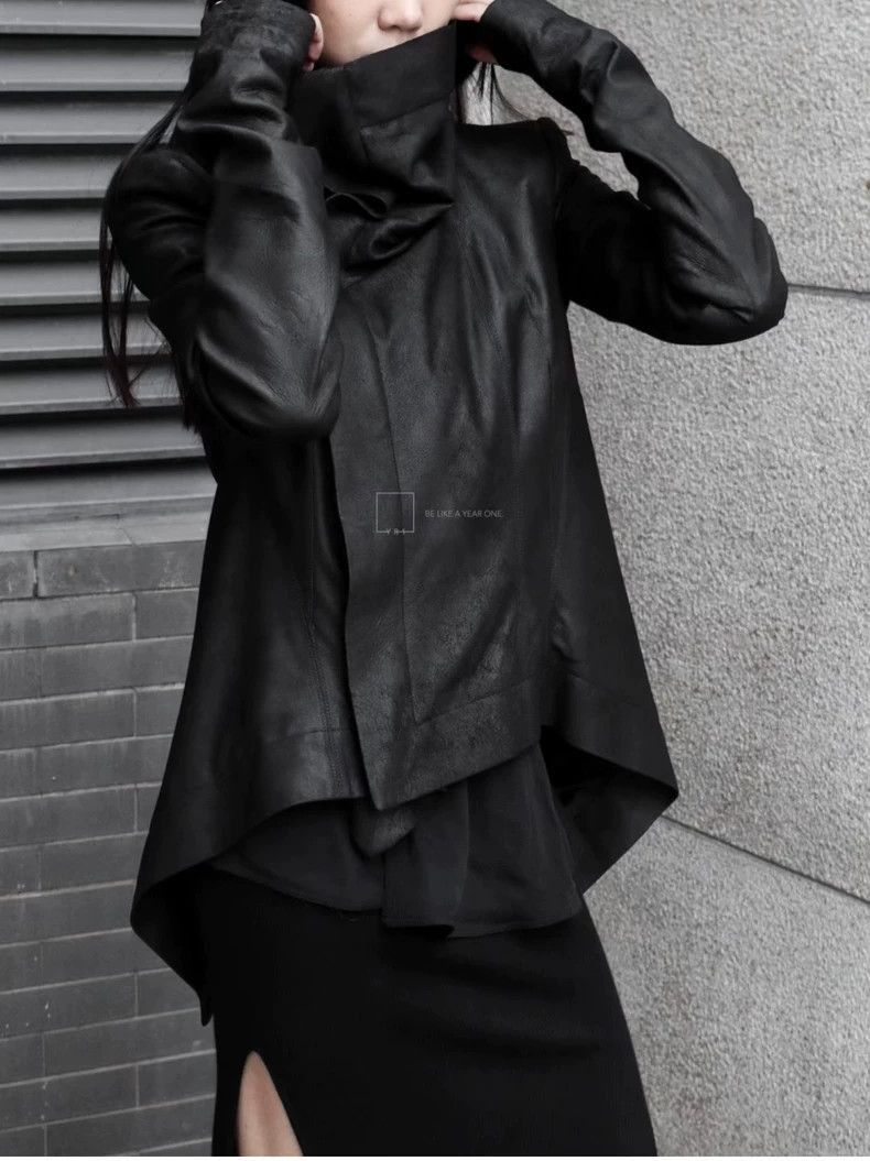 Rick Owens Rick Owens Suede dovetail stand-up collar motorcycle jacket Size US S / EU 44-46 / 1 - 7 Thumbnail