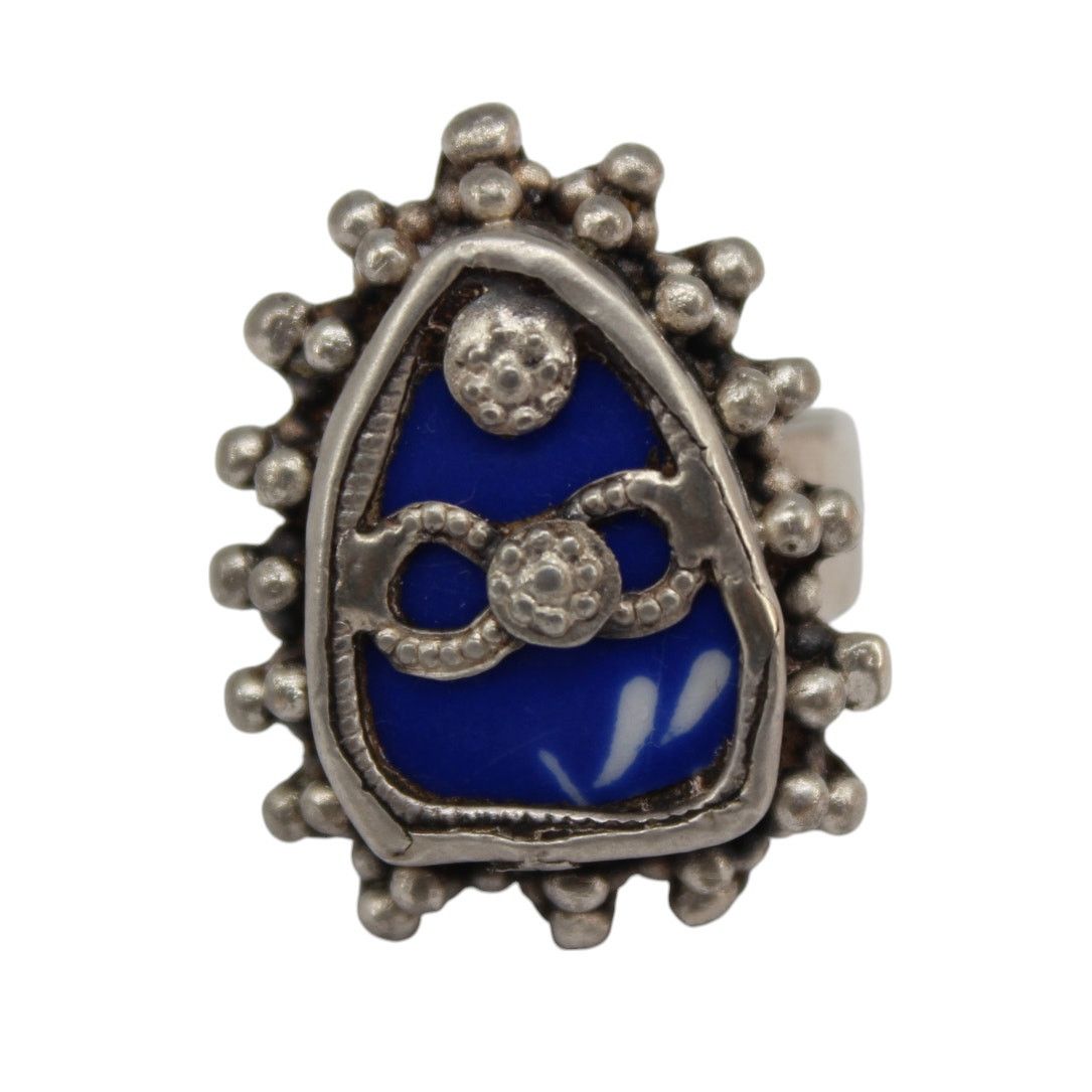 Other Sterling Silver Blue Enamel Ring • Artisan Crafted • Size 6 Size ONE SIZE - 3 Thumbnail