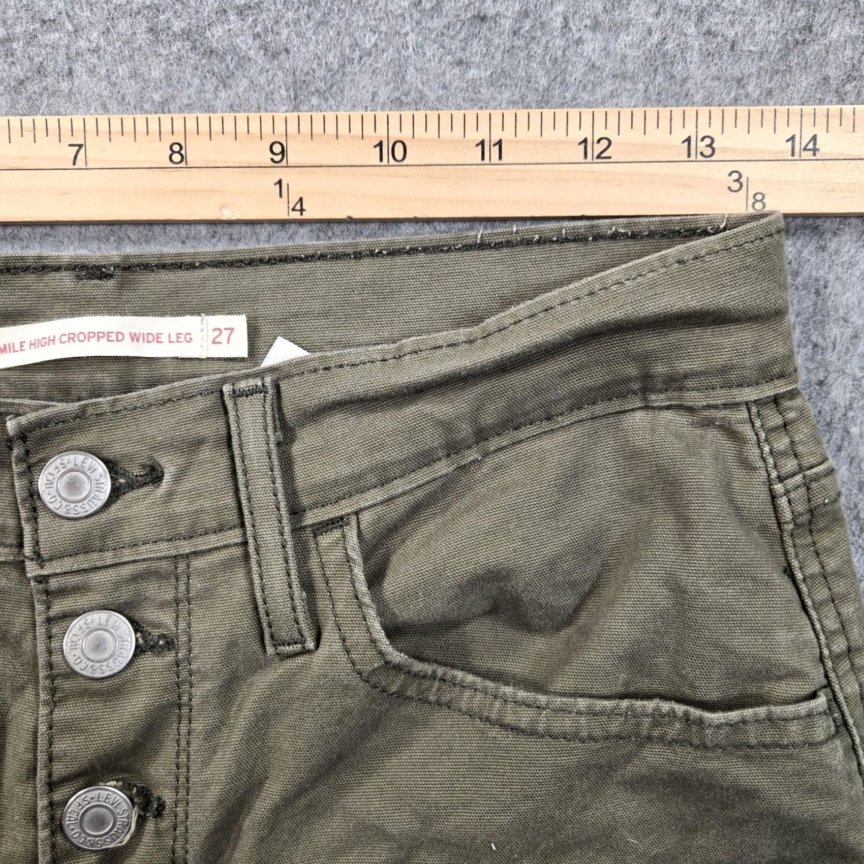 Levi's Levi's Mile High Cropped Wide-Leg Jeans Womens 27 Green High Rise Stretch Denim 5-Pocket Size 27" / US 4 / IT 40 - 5 Thumbnail