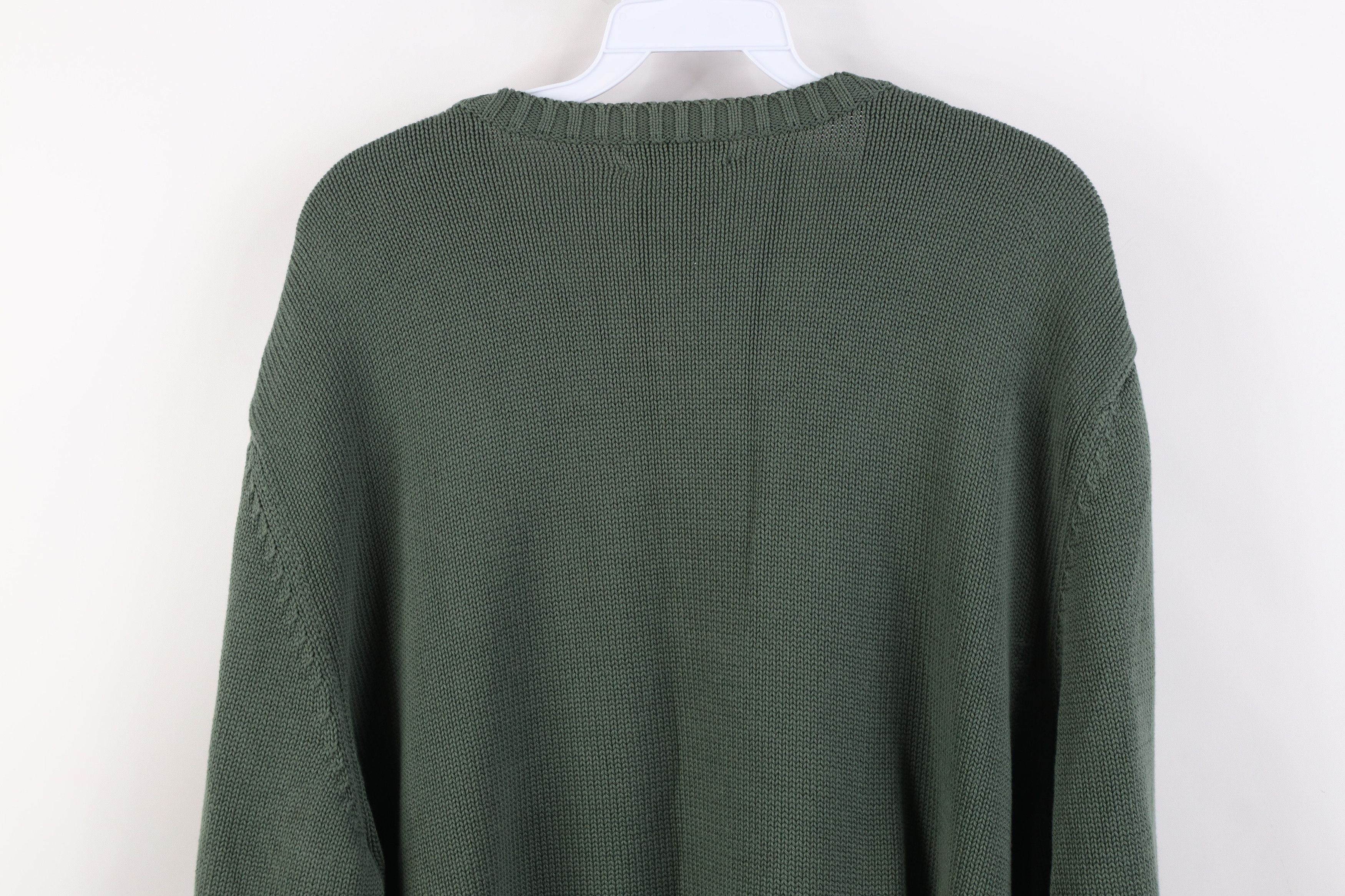 Lands' End Vintage 90s Lands End Cotton Knit Crewneck Sweater Green Size US XL / EU 56 / 4 - 9 Thumbnail