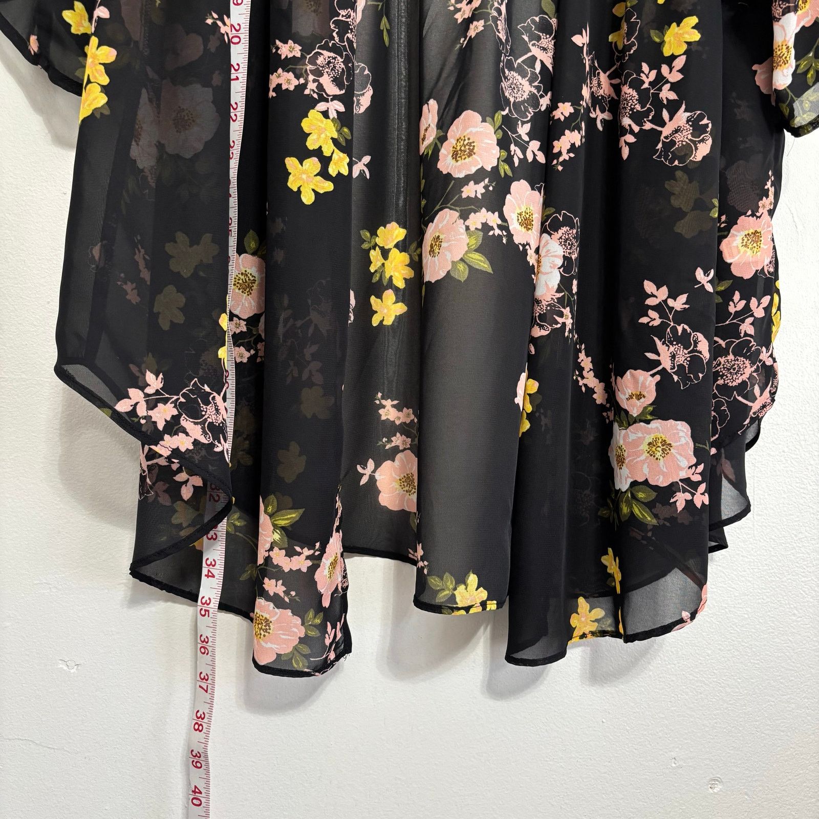 Other C Established 1946 Sheer Black Floral Kimono Overshirt Size L / US 10 / IT 46 - 4 Thumbnail