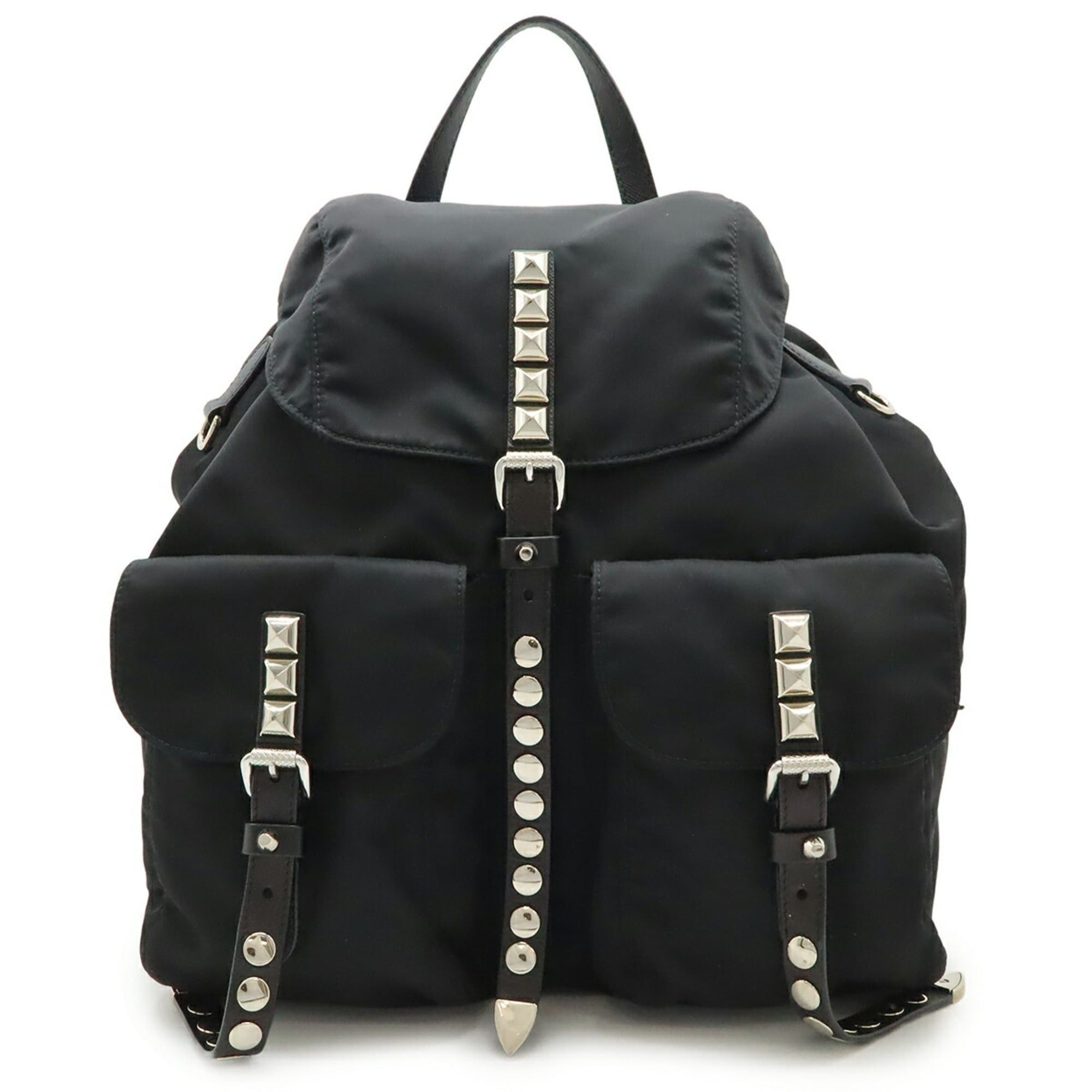 Prada Backpack Vela Black Nylon Saffiano Leather Triangle Logo Prada // Nylon Vela Backpack – VSP Consignment main image 4