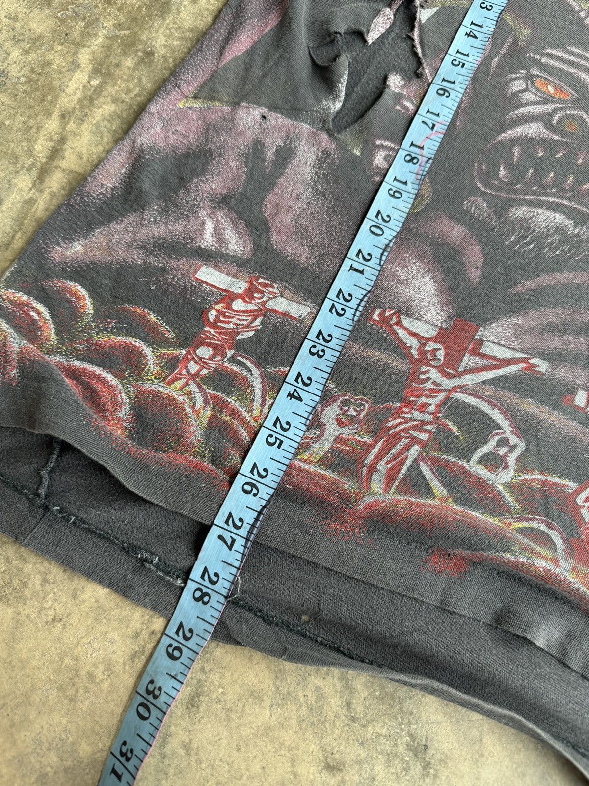 Band Tees × Vintage *RARE* VINTAGE 90s SEPULTURA METAL AOP GOD CROSS DEATH SATAN Size US XL / EU 56 / 4 - 8 Thumbnail