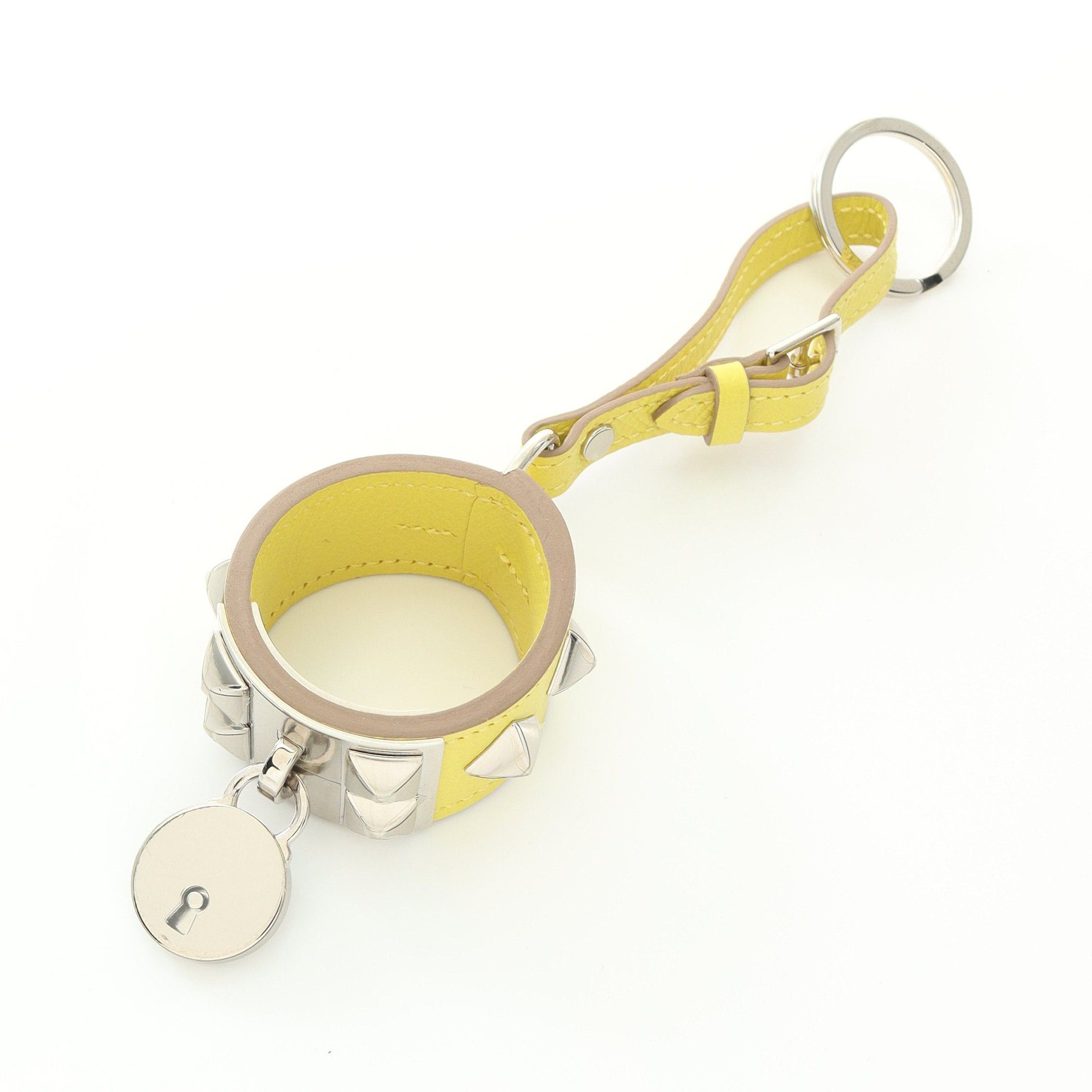 Hermes Porte-Cle Corridian Lime Bag Charm Key Ring Veau Epsom Yellow Silver Hardware A Stamp