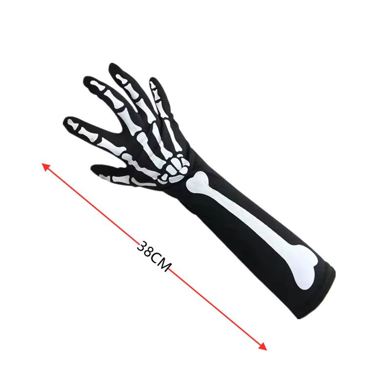 Other Unisex Adult Skeleton Skull Full Finger Halloween Gloves Size ONE SIZE - 3 Thumbnail
