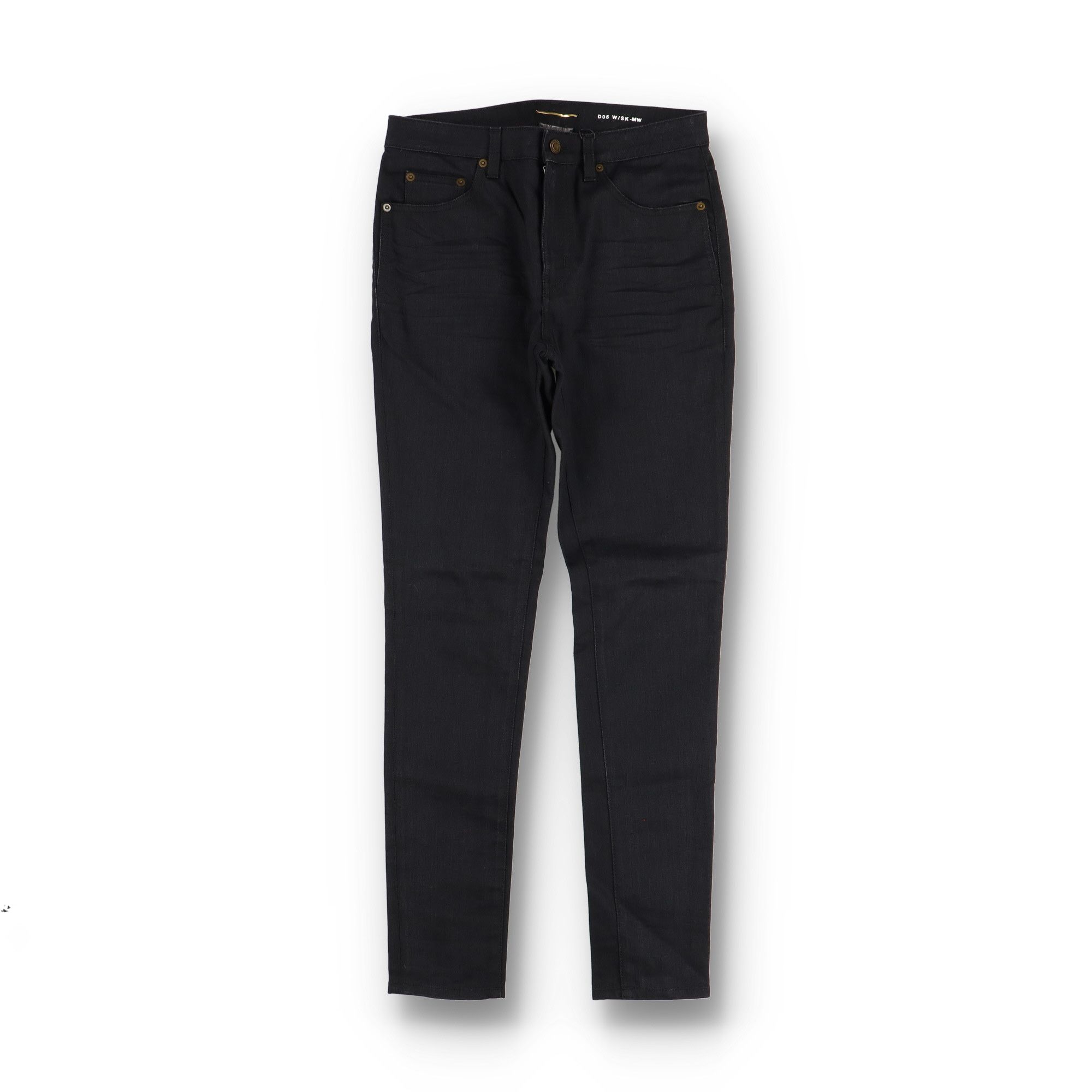 Saint Laurent Paris D05 Worn Black Creased Skinny Jeans Size 30" / US 8 / IT 44 - 2 Thumbnail