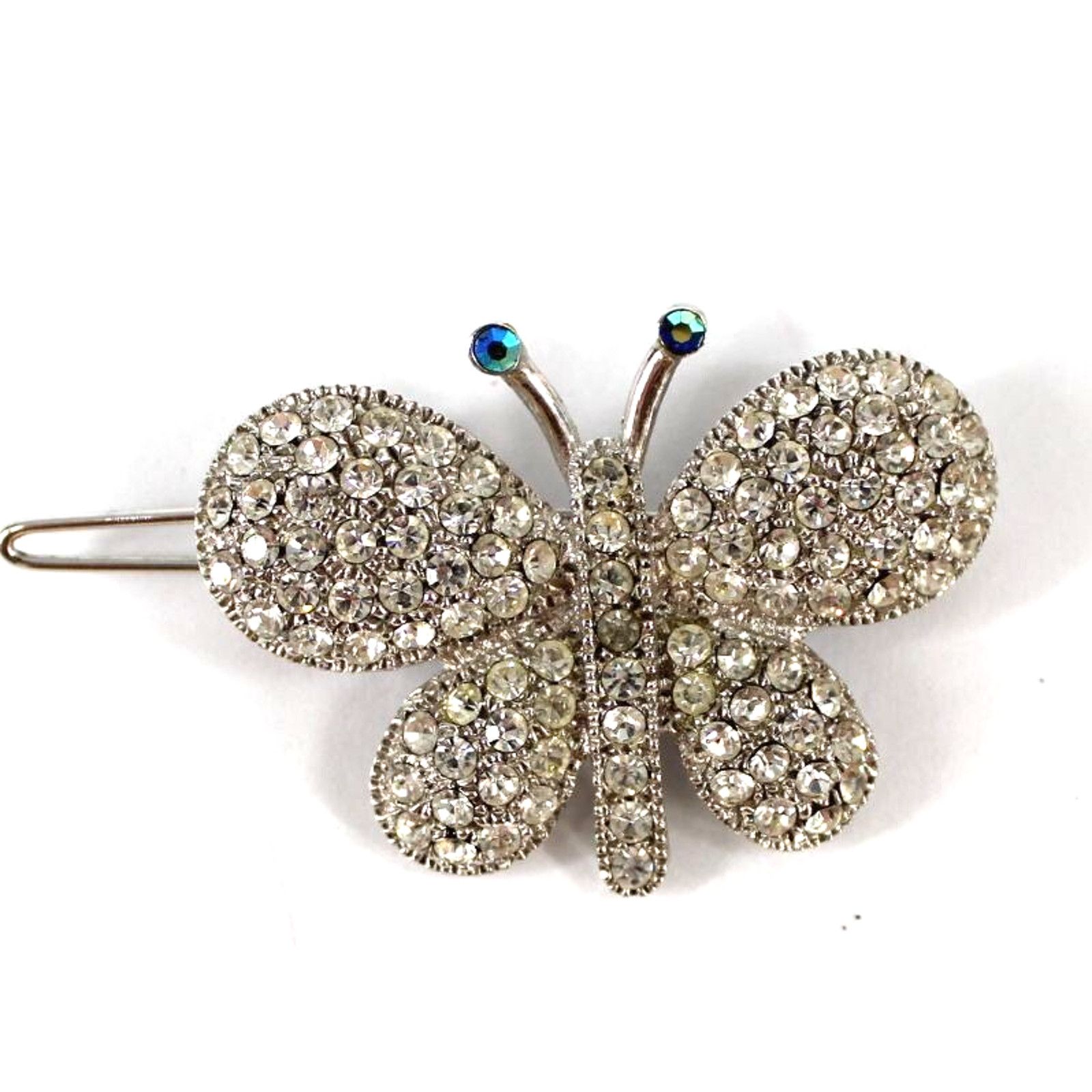 Other Vintage Butterfly Hair Barrette Blue Aurora Borealis Eyes Size ONE SIZE - 1 Thumbnail