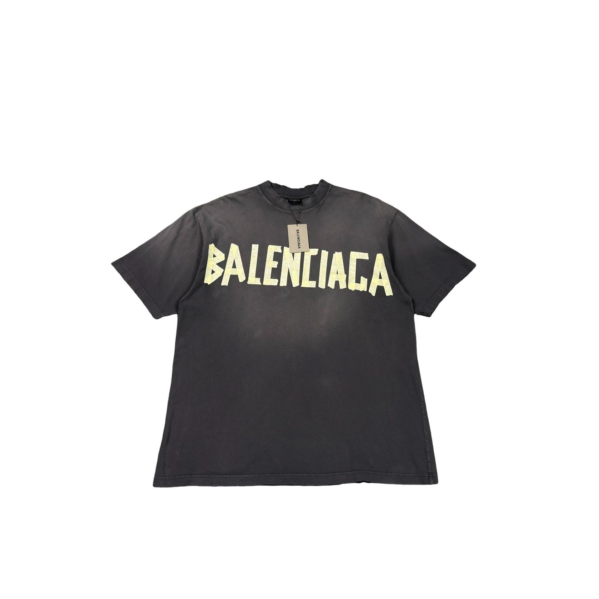 Balenciaga Balenciaga Yellow Tape Logo T-Shirt Size L Size US L / EU 52-54 / 3 - 1 Thumbnail