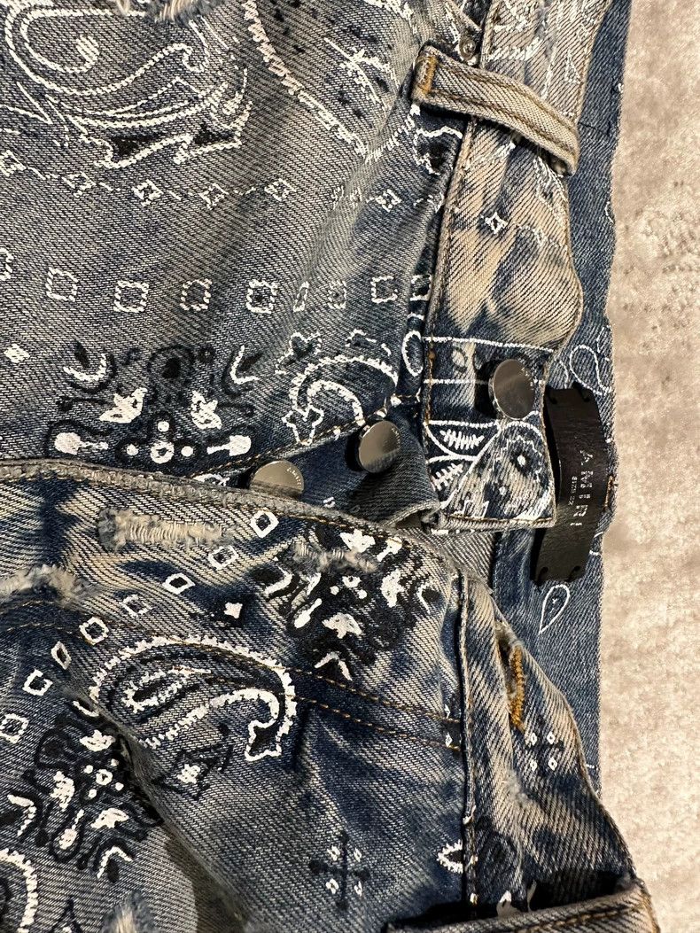 Amiri Amiri Pineapple Flower Blue Destroyed Denim Shorts Size US 32 / EU 48 - 4 Thumbnail