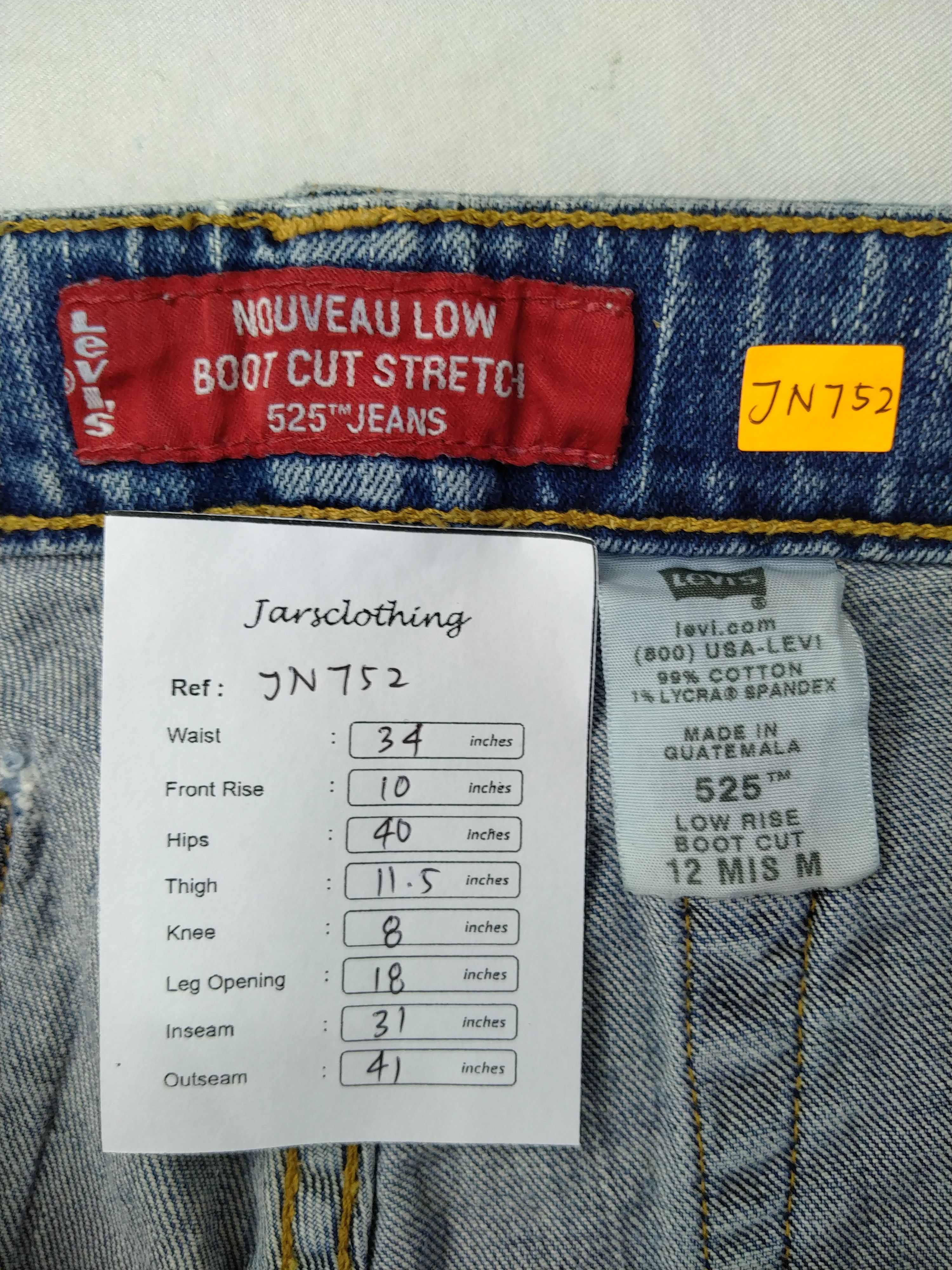 Levi's Vintage Levi's 525 Low Rise Flare Stretch Denim 34x31 -JN752 Size US 34 / EU 50 - 8 Thumbnail