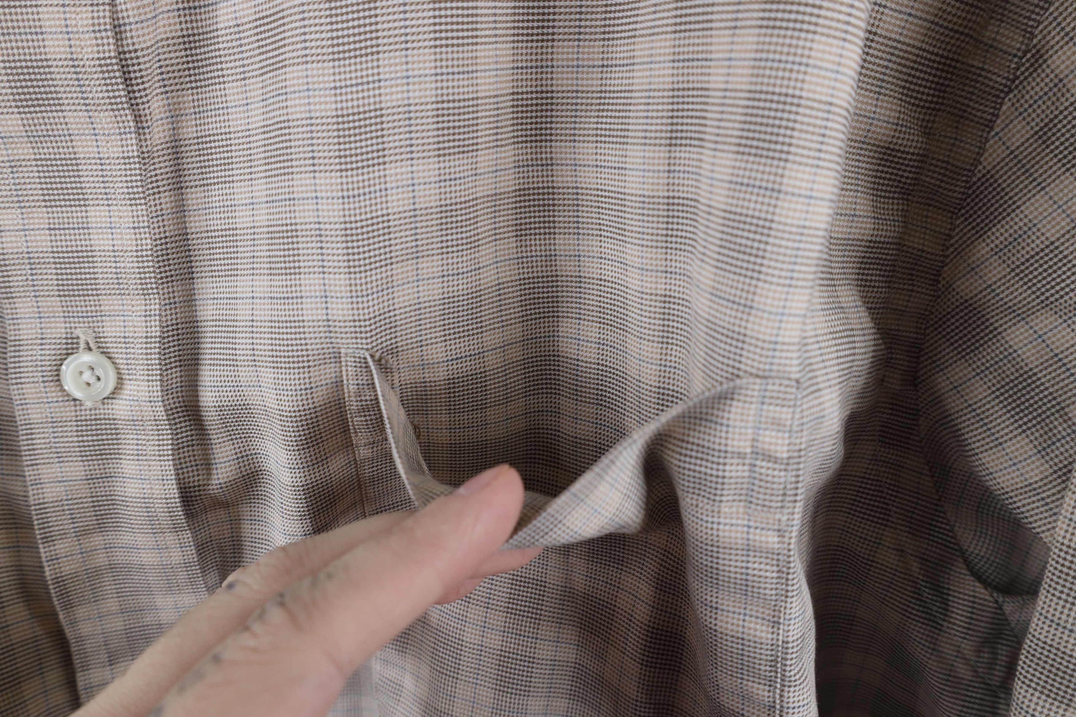 Lands' End × Vintage Vintage 90s Lands End Collared Button Down Shirt Beige Plaid Size US XL / EU 56 / 4 - 5 Thumbnail