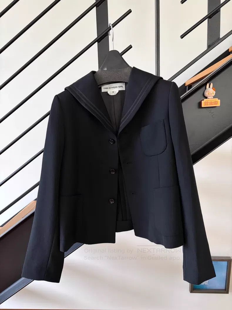 Comme des Garcons Comme Des Garcons Navy Collar Wool Blazer Jacket Black Size XS / US 0-2 / IT 36-38 - 1 Thumbnail