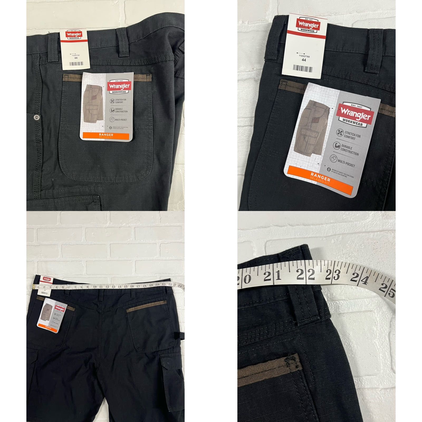 Wrangler WRANGLER Workwear Relaxed Fit RANGER Cargo SHORTS Short Mens 44 Black Cotton Pockets Logo - NWT Size US 44 / EU 60 - 8 Thumbnail
