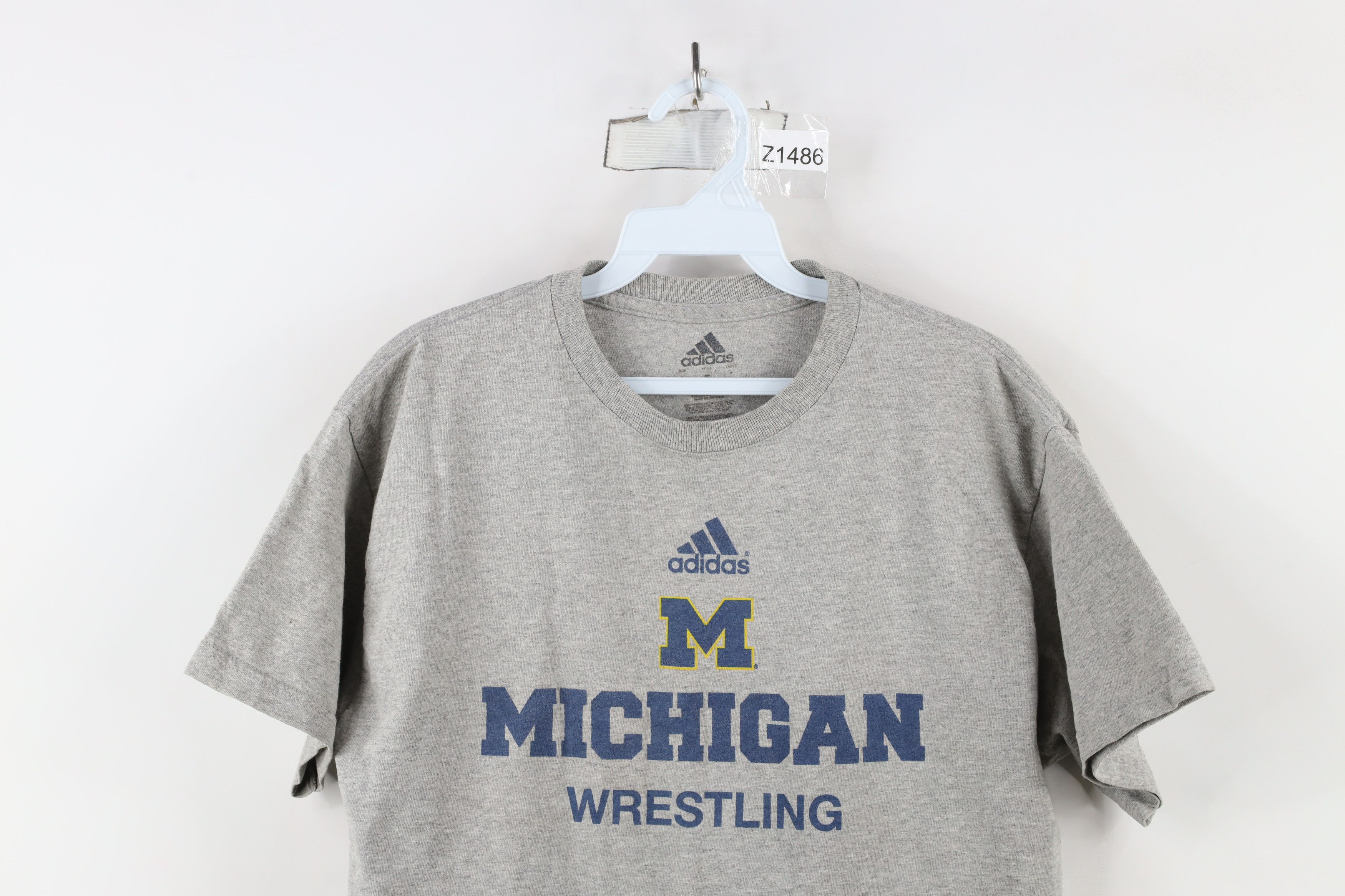 Adidas × Vintage Vintage Adidas University of Michigan Wrestling T-Shirt Gray Size US S / EU 44-46 / 1 - 2 Thumbnail
