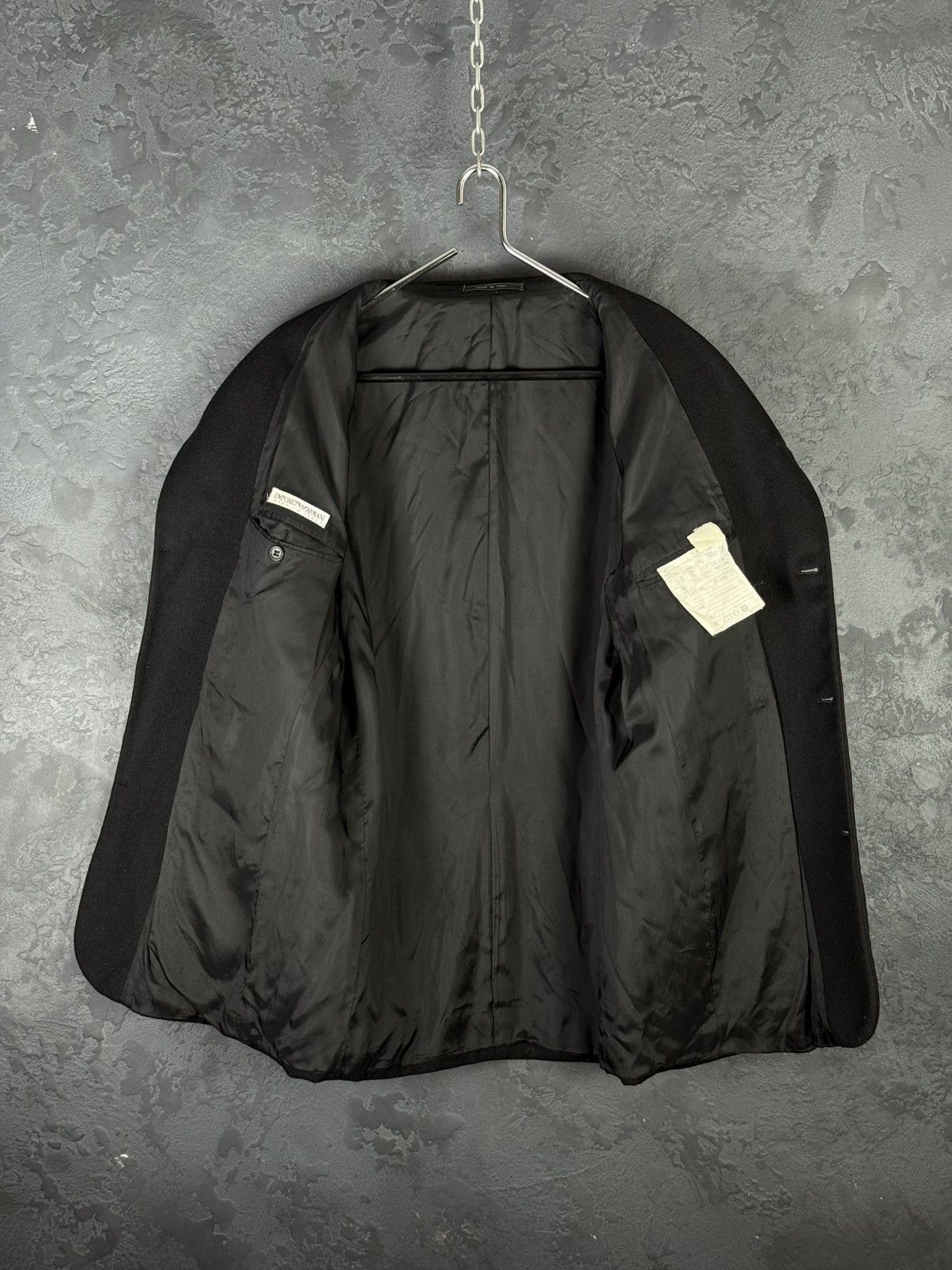 Emporio Armani 90s Vintage Mens EMPORIO ARMANI Black Coat Blazer Wool Italy Size US M / EU 48-50 / 2 - 12 Thumbnail