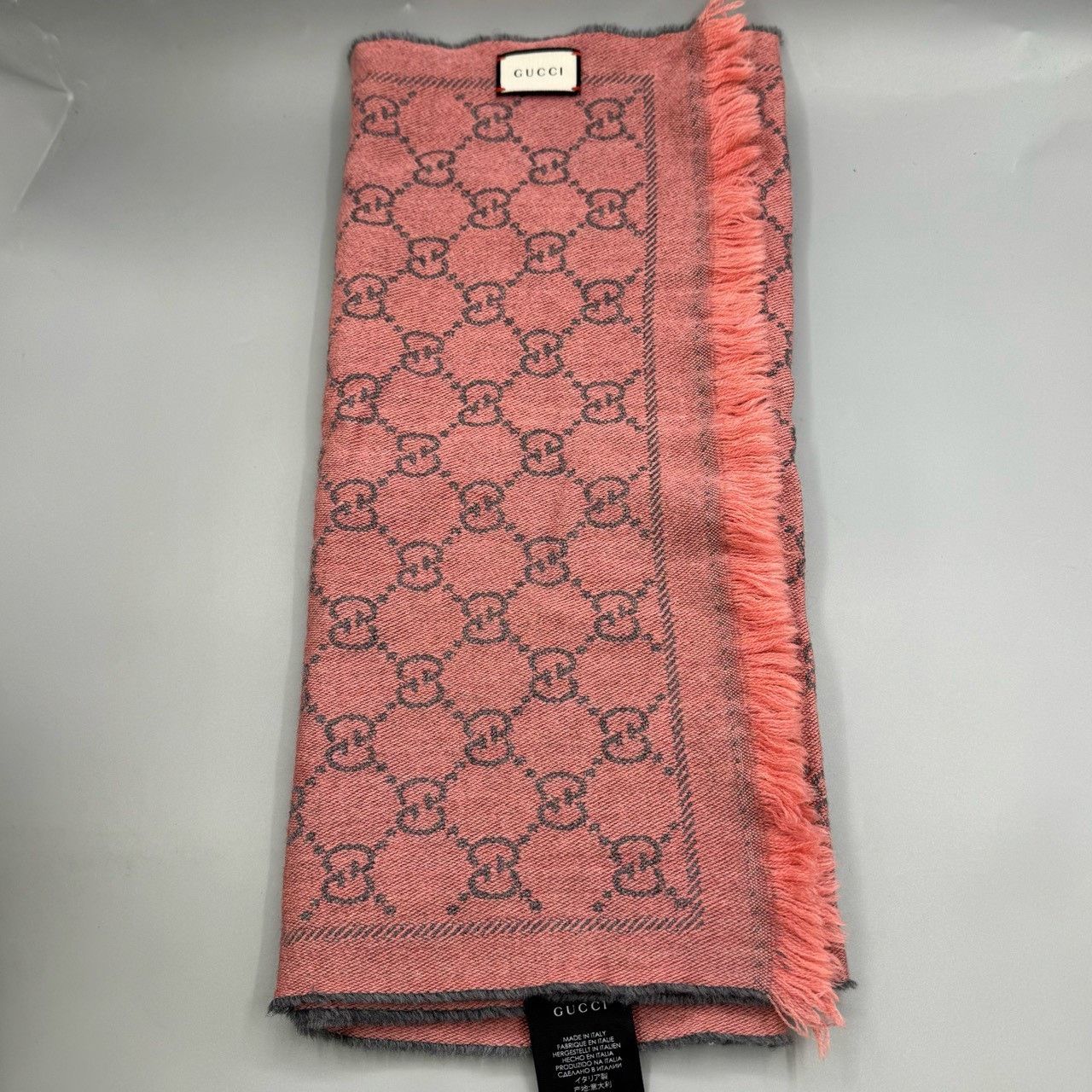 Gucci Gucci Pink Double G Double-sided Full Print Scarf 2501-Next Size ONE SIZE - 3 Thumbnail