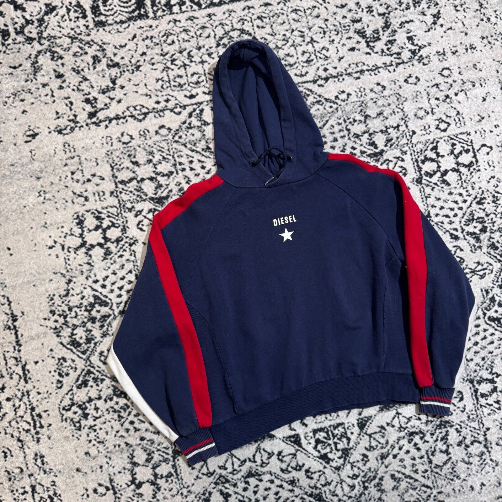 Diesel × Vintage Vintage Diesel Unisex Navy Red White Cotton Hoodie Size Boxy Size US M / EU 48-50 / 2 - 3 Thumbnail