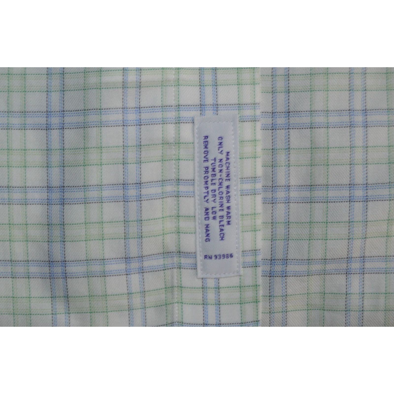 Brooks Brothers Brooks Brothers Men's Dress Shirt L/S 17.5 White Cotton Plaid Non-Iron Barrel Cuff Size 48R - 5 Thumbnail