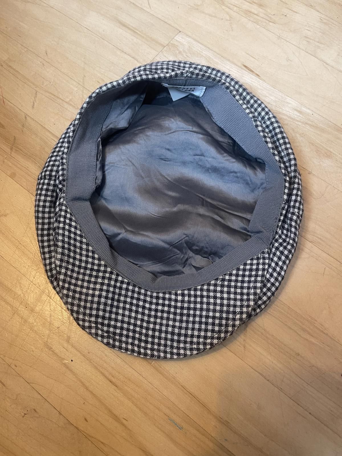 Barneys New York Barneys New York Linen Checkered Newsboy Hat Large Black Size ONE SIZE - 4 Thumbnail