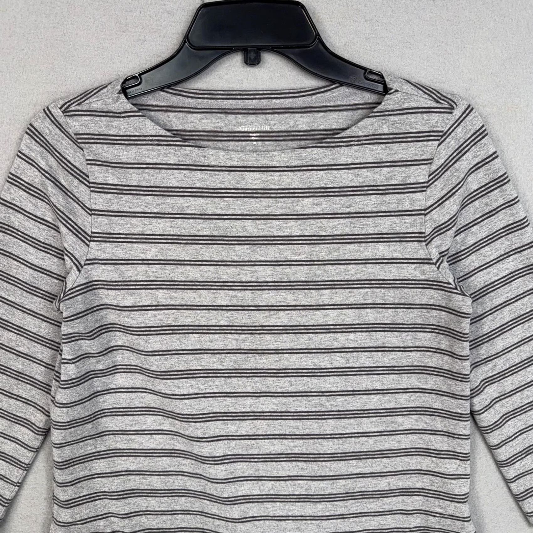 Vintage Garnet Hill Dress Womens 4 Gray Stripe 3/4 Sleeve T Shirt Pockets Organic Jersey Shirt Dress Women Size S / US 4 / IT 40 - 2 Thumbnail