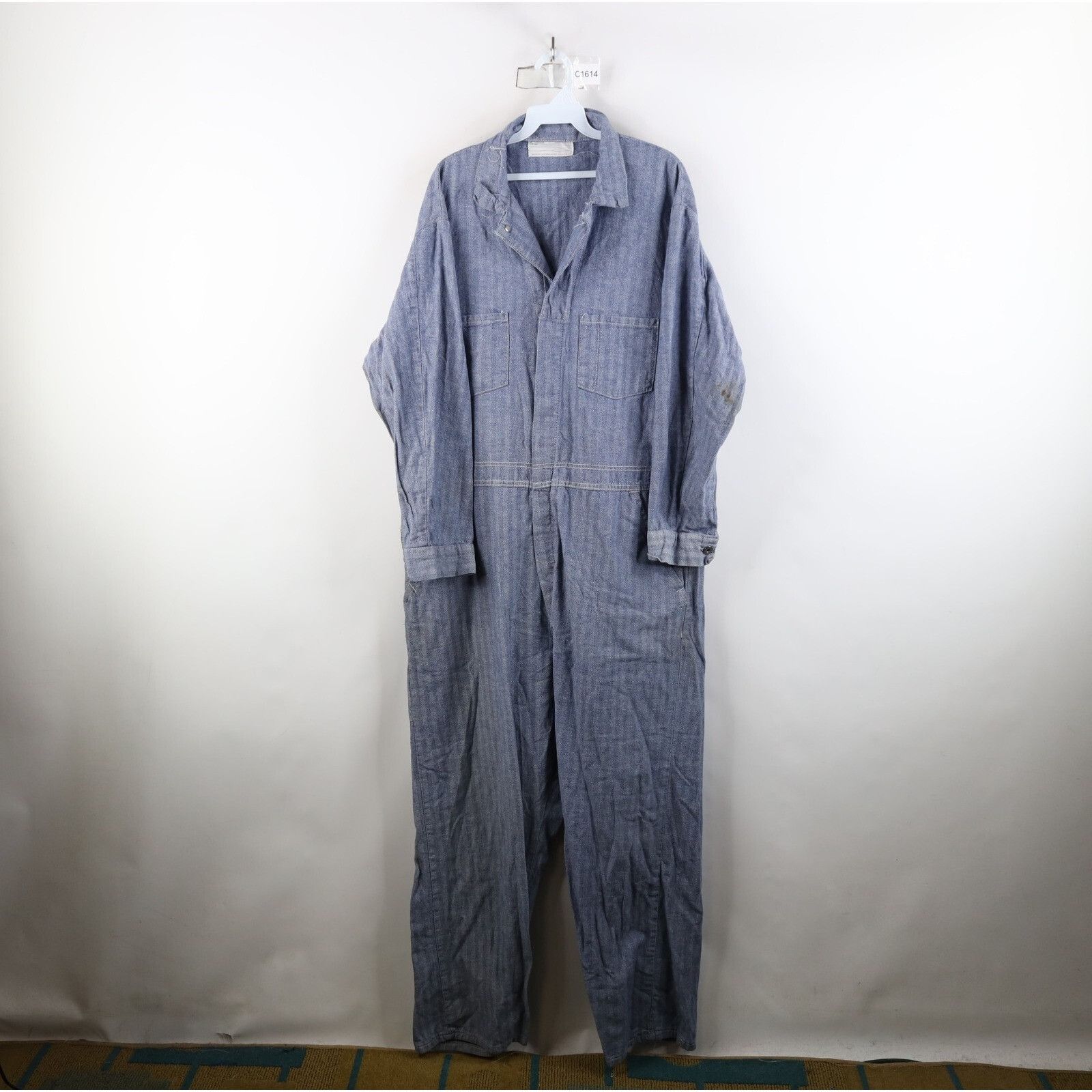 Vintage Vintage 60s Streetwear Herringbone Twill Denim Coveralls Size US 38 / EU 54 - 1 Thumbnail