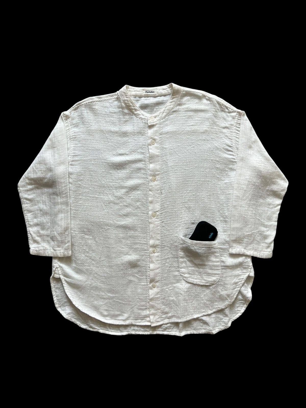 Issey Miyake 90s Issey Miyake Plantation Oversized Mandarin Collar Shirt Size US L / EU 52-54 / 3 - 3 Thumbnail