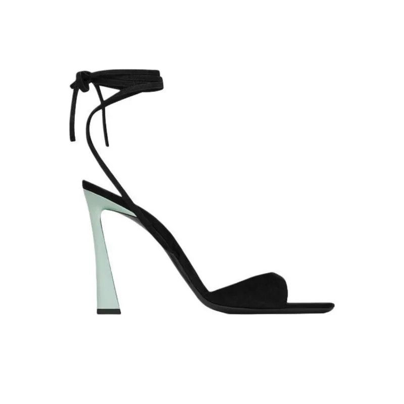 Saint Laurent Paris o1b1hav111224 Paz Sandals Suede and Metallized Leather Black Size US 8.5 / IT 38.5 - 1 Thumbnail