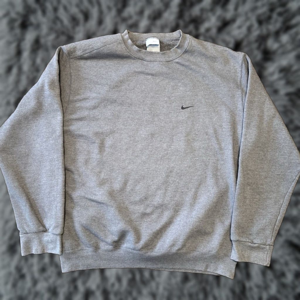 VINTAGE Nike Sweatshirt Mens Large Gray Crewneck Swoosh Logo 90’s Silver Tag