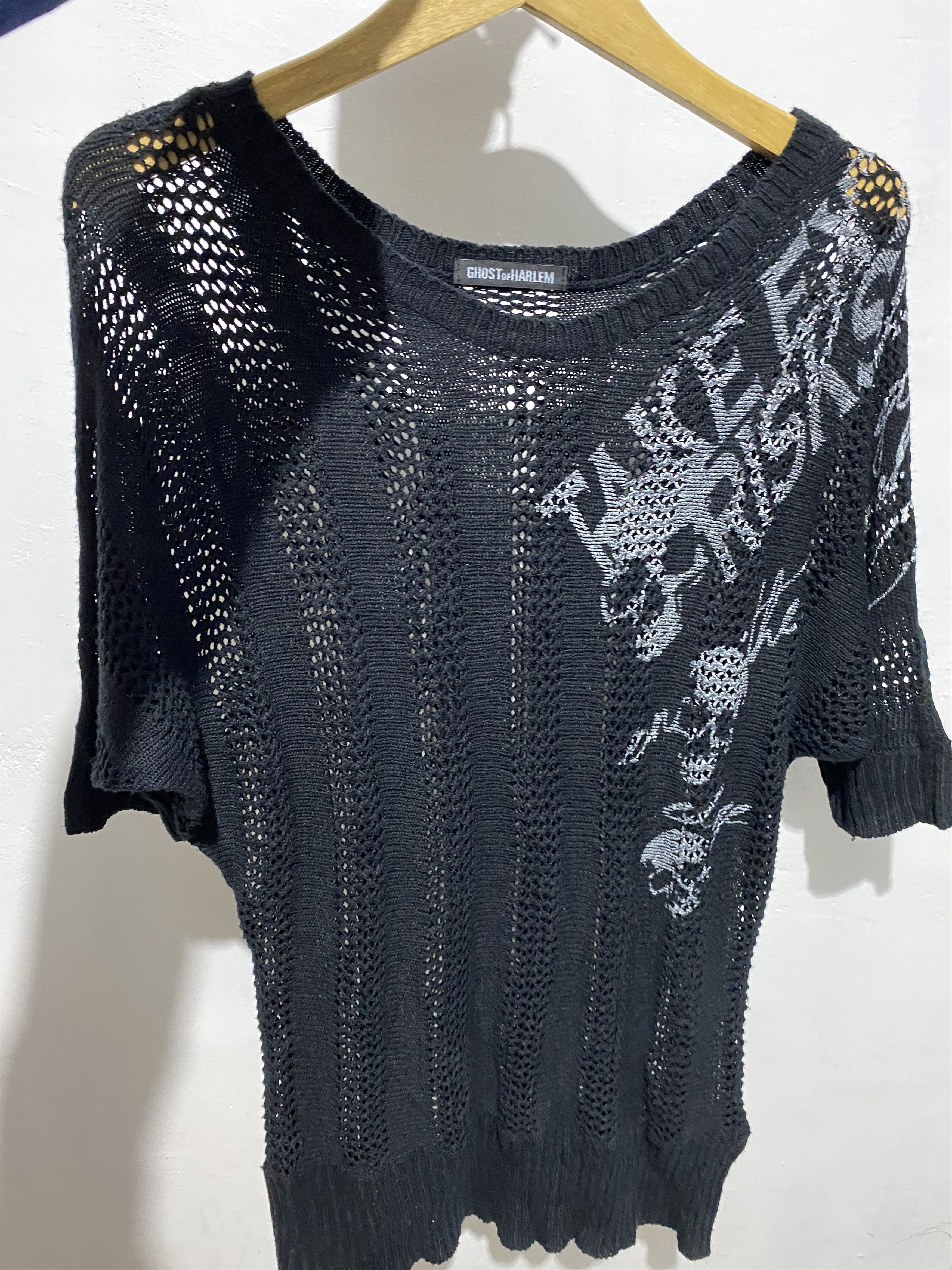 Le Grande Bleu (L.G.B.) × Vintage × Yasuyuki Ishii Japanese GHOST Of HARLEM Fishnet knit ifsixwasnine style Size US L / EU 52-54 / 3 - 3 Thumbnail