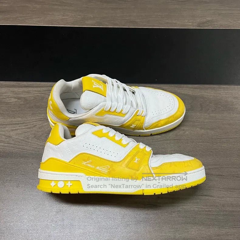 Louis Vuitton Louis Vuitton Trainer white and yellow relief shoes Size US 7.5 / EU 40-41 - 4 Thumbnail
