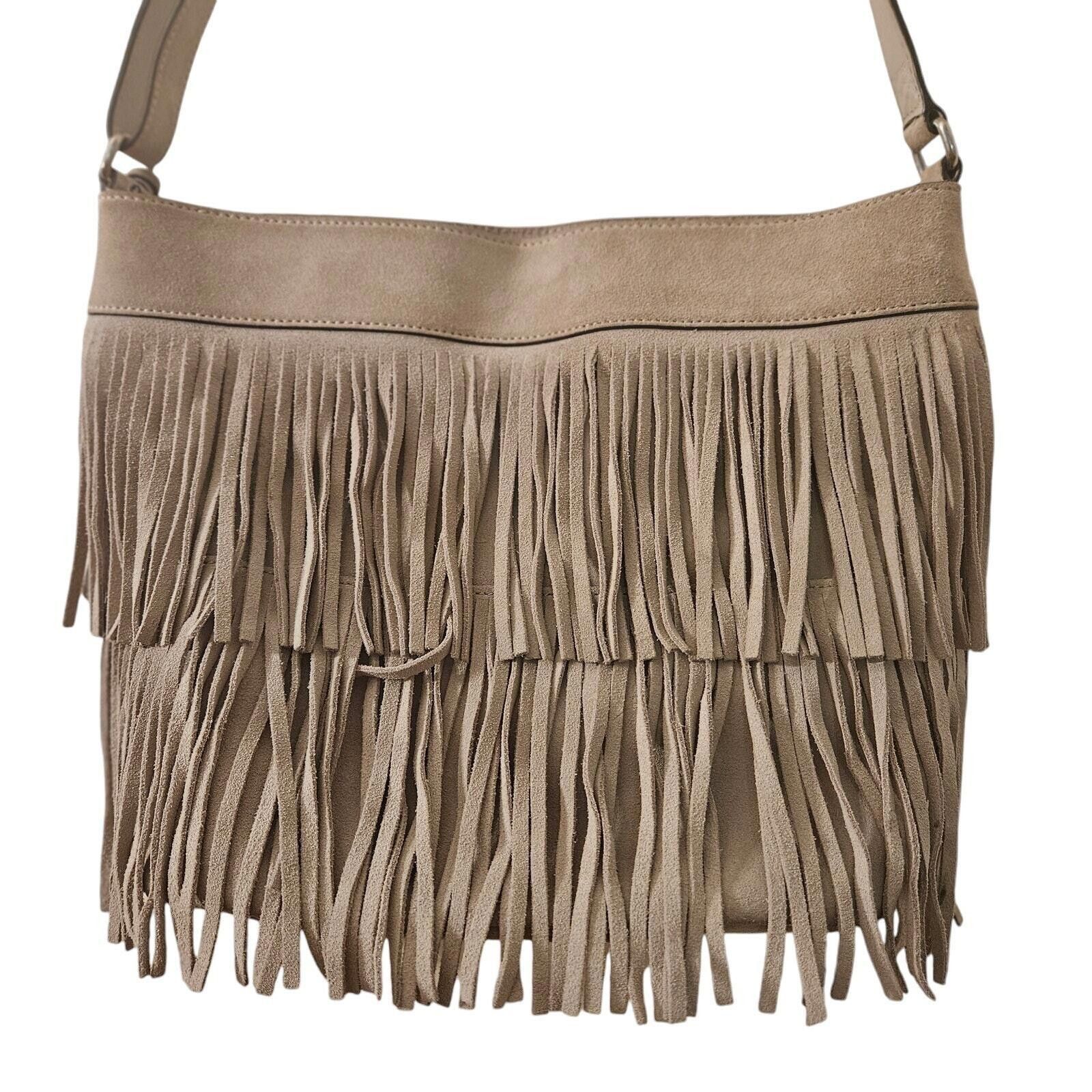 Michael Kors Michael Kors Suede Fringe Bag Billy Dark Dune Studded Tan Size ONE SIZE - 4 Thumbnail