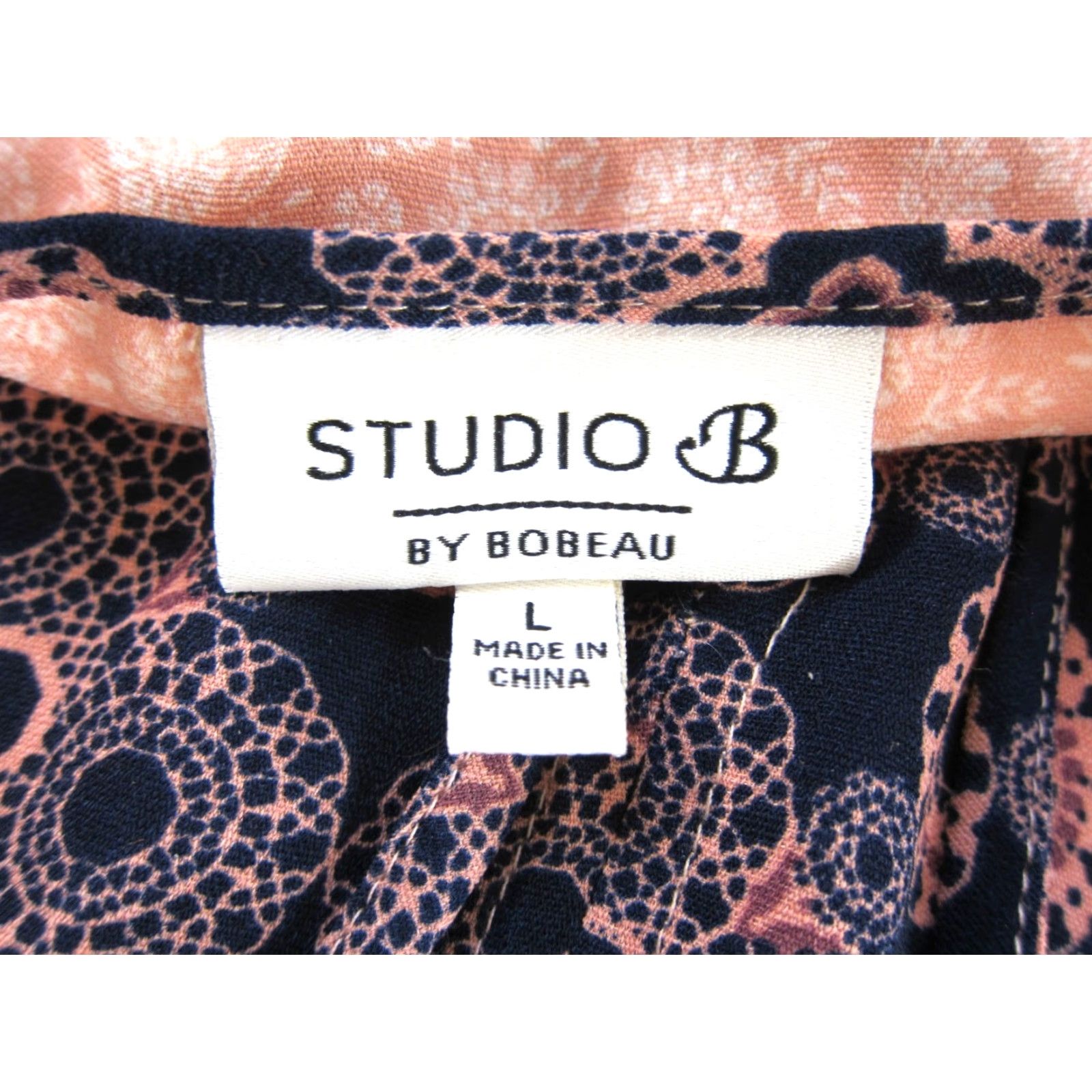 Vintage Studio B By Bobeau Dress 3/4 Sleeve V-Neck Smock Pink Blue Floral Paisley Large Size L / US 10 / IT 46 - 3 Thumbnail