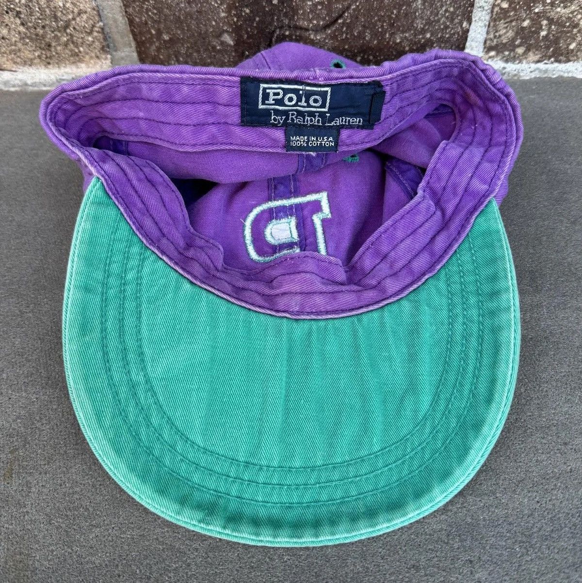 Polo Ralph Lauren Vintage Polo Ralph Lauren P Purple / Green Fitted Hat Size ONE SIZE - 2 Thumbnail